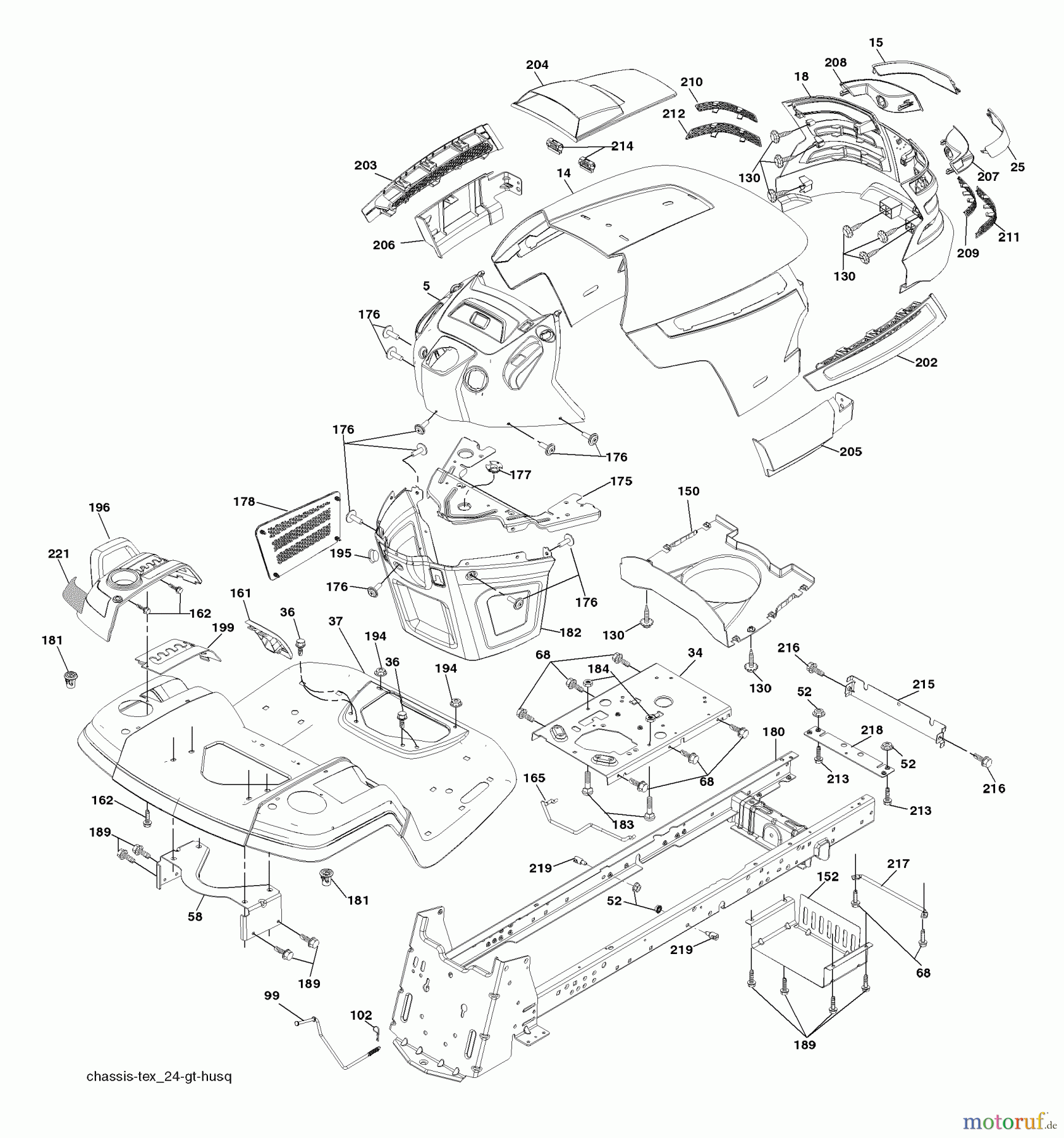 Husqvarna Rasen und Garten Traktoren YTH 1848XPT (96043000701) - Husqvarna Yard Tractor (2006-03 & After) Chassis