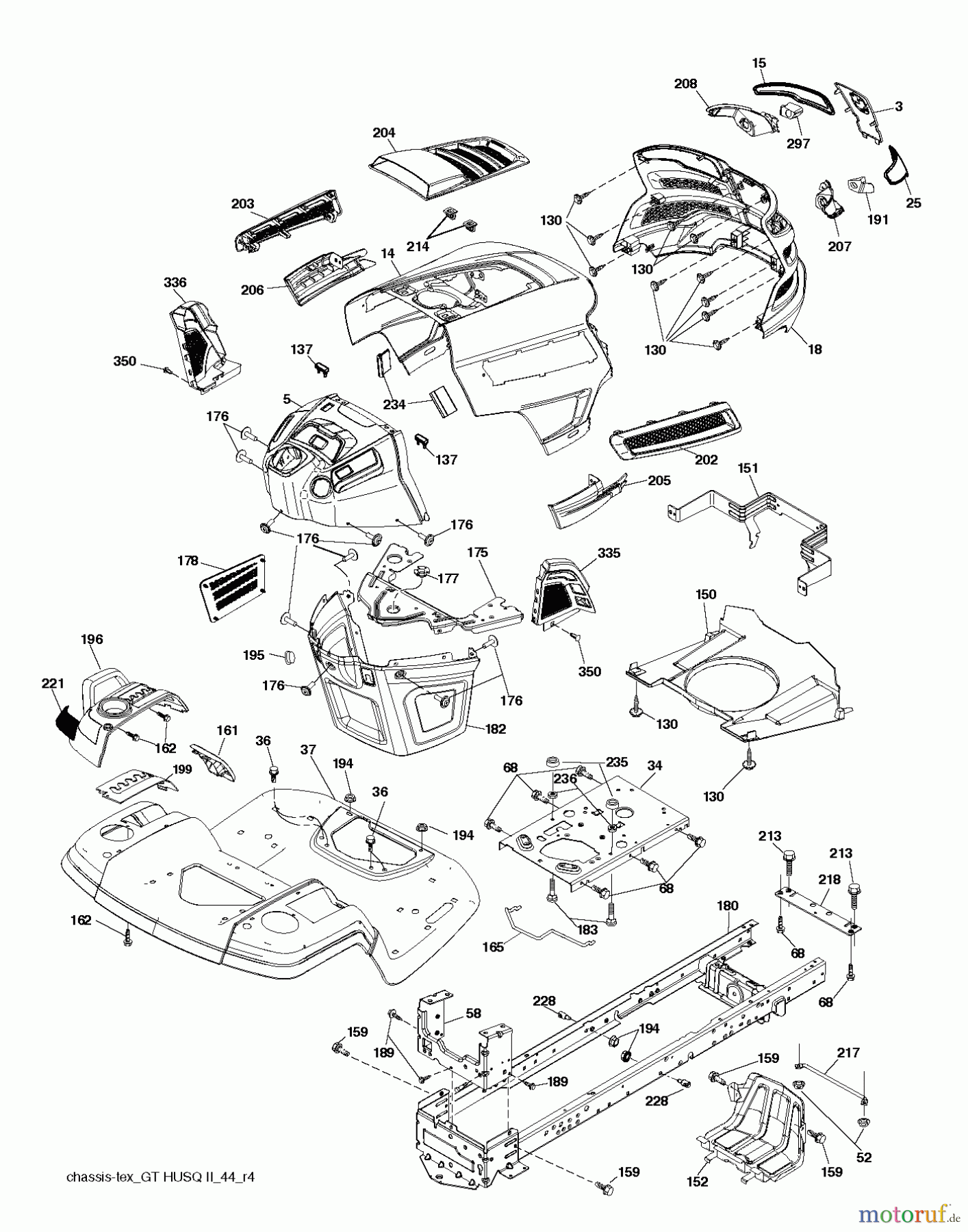Husqvarna Rasen und Garten Traktoren YTH 184T (96041024600) - Husqvarna Yard Tractor (2011-12 & After) CHASSIS ENCLOSURES