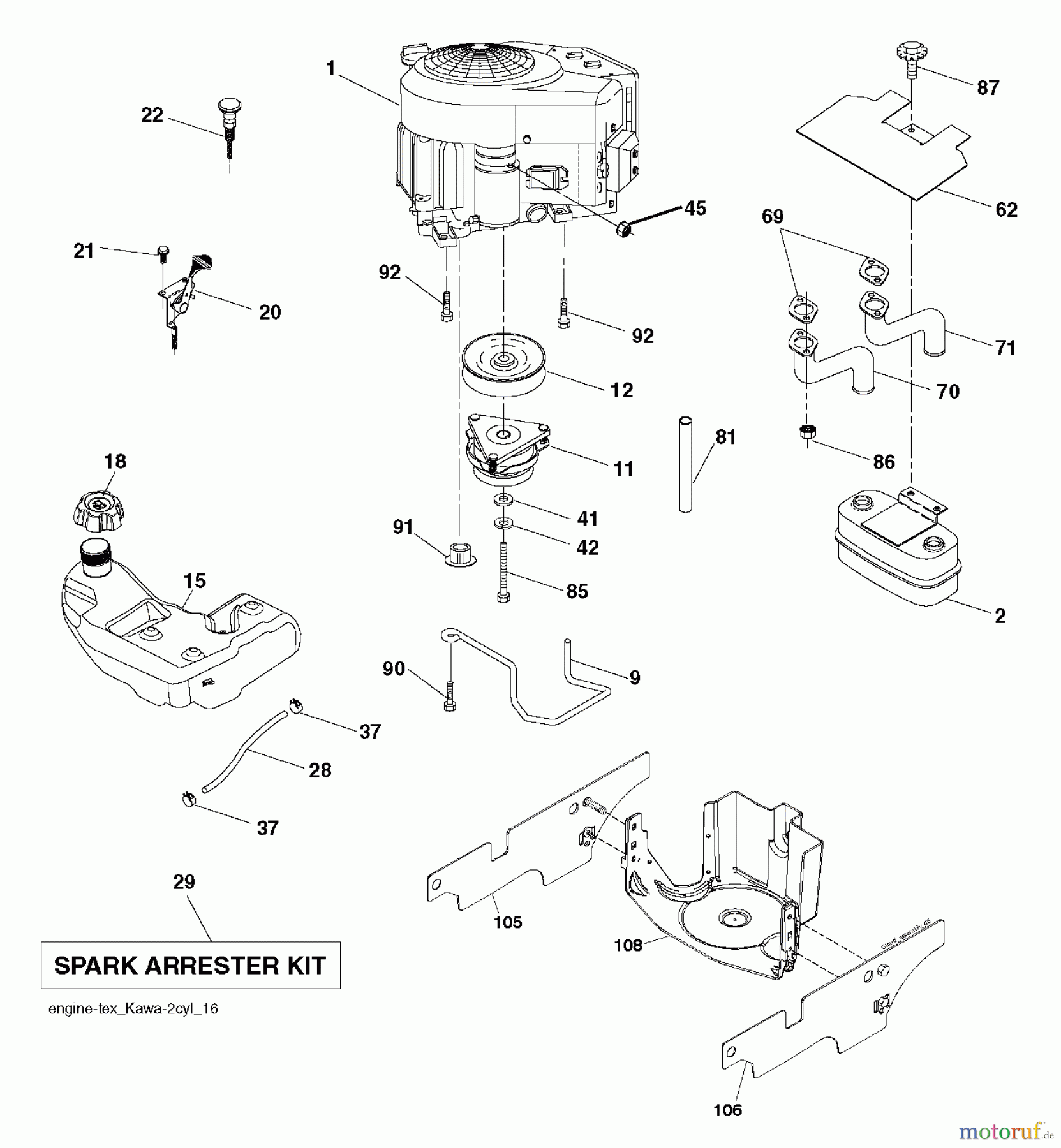 Husqvarna Rasen und Garten Traktoren YTH 184T (96041024700) - Husqvarna Yard Tractor (2011-12 & After) ENGINE