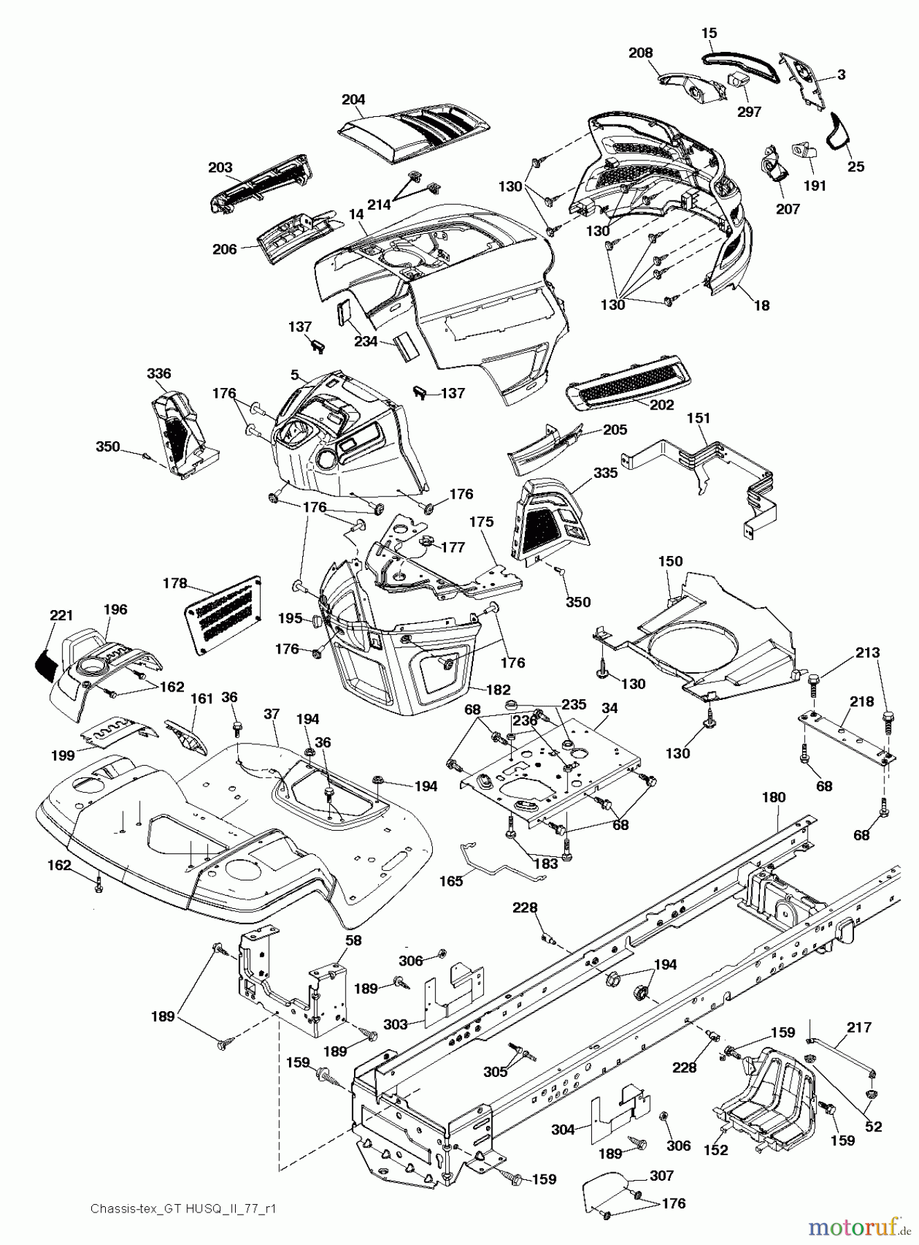 Husqvarna Rasen und Garten Traktoren YTH 184T (96041024701) - Husqvarna Yard Tractor (2011-12 & After) CHASSIS ENCLOSURES