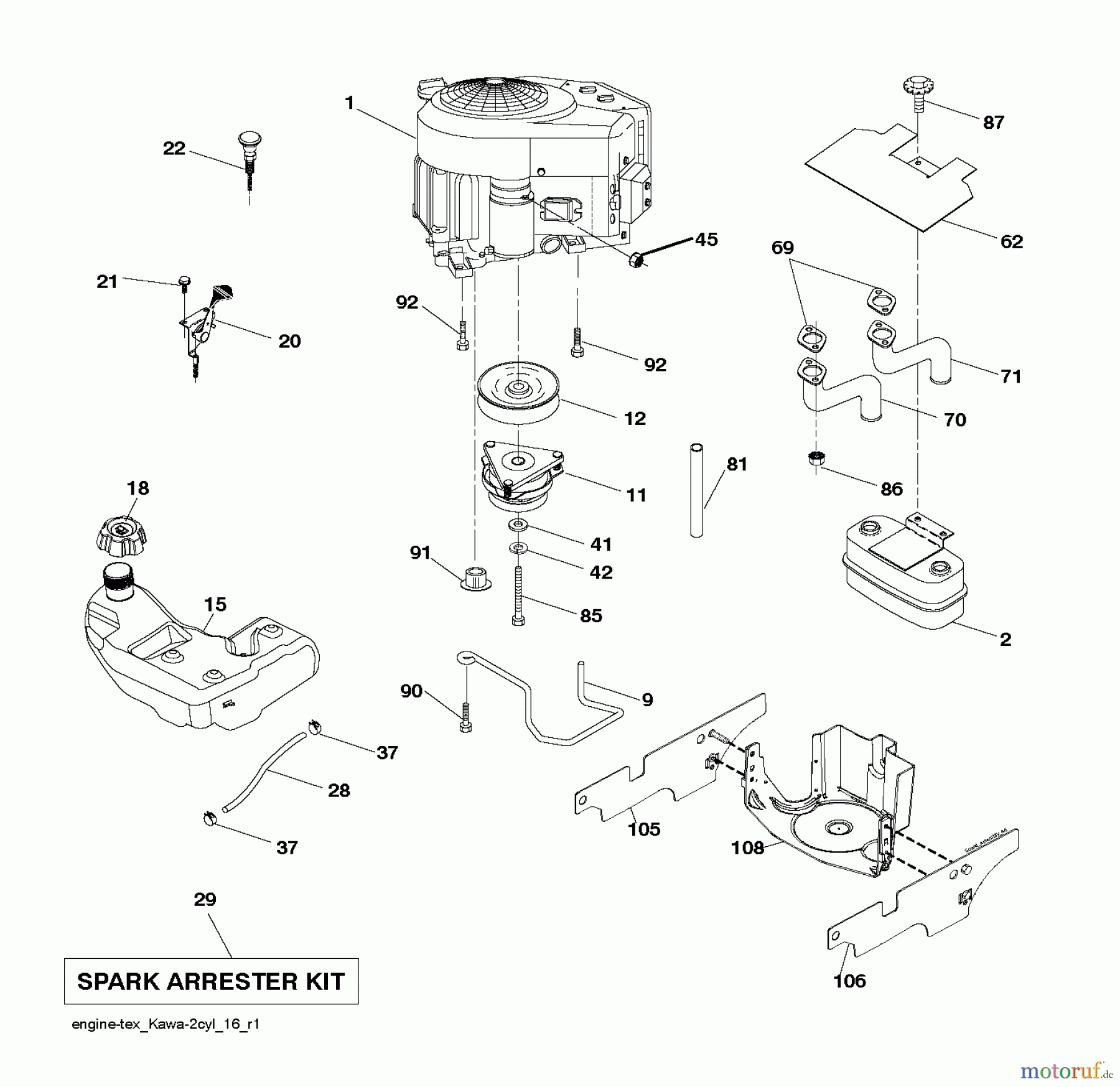 Husqvarna Rasen und Garten Traktoren YTH 184T (96041024701) - Husqvarna Yard Tractor (2011-12 & After) ENGINE