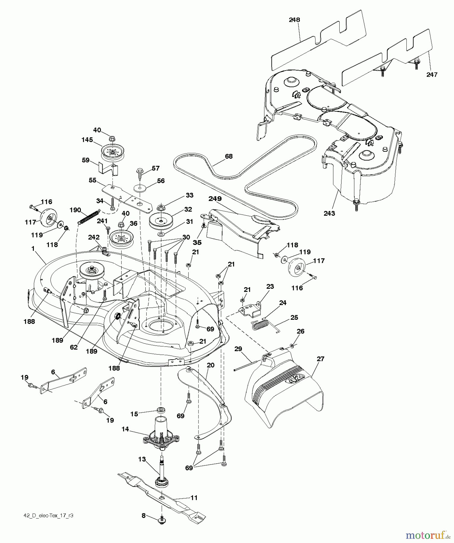 Husqvarna Rasen und Garten Traktoren YTH 184T (96041024701) - Husqvarna Yard Tractor (2011-12 & After) MOWER DECK / CUTTING DECK