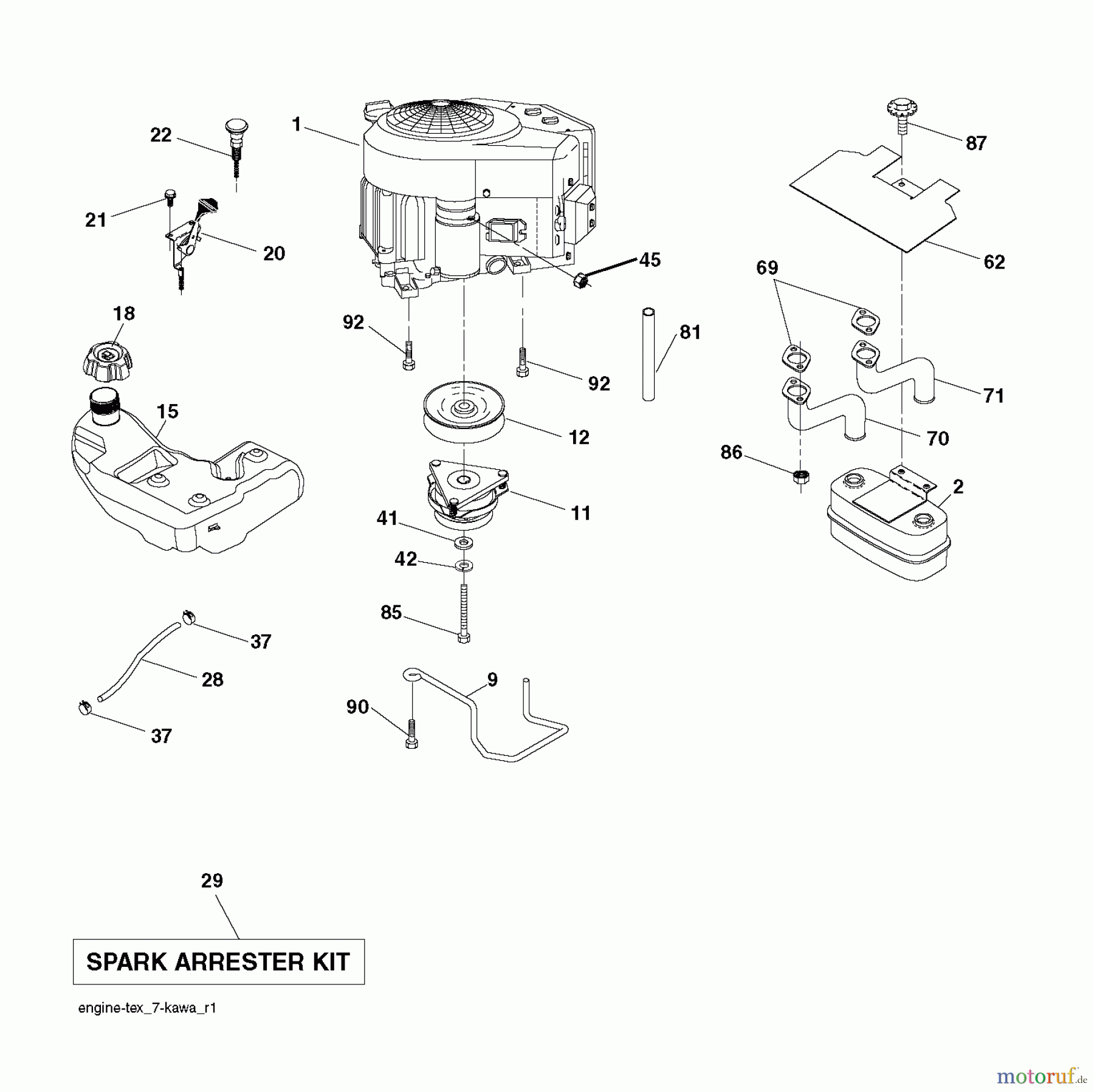 Husqvarna Rasen und Garten Traktoren YTH 184T (96041030600) - Husqvarna Yard Tractor (2012-08 & After) ENGINE