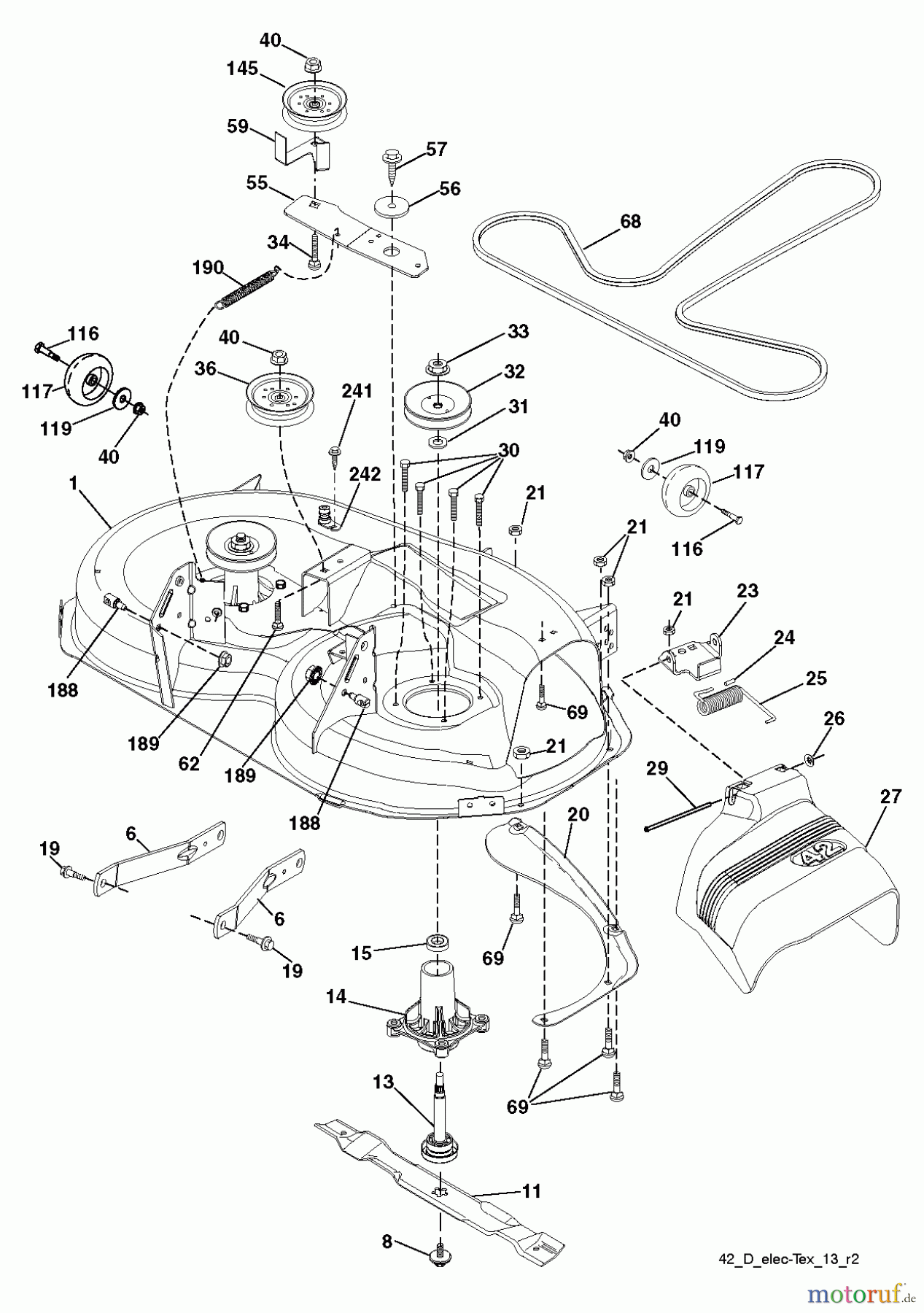 Husqvarna Rasen und Garten Traktoren YTH 184T (96041030600) - Husqvarna Yard Tractor (2012-08 & After) MOWER DECK / CUTTING DECK