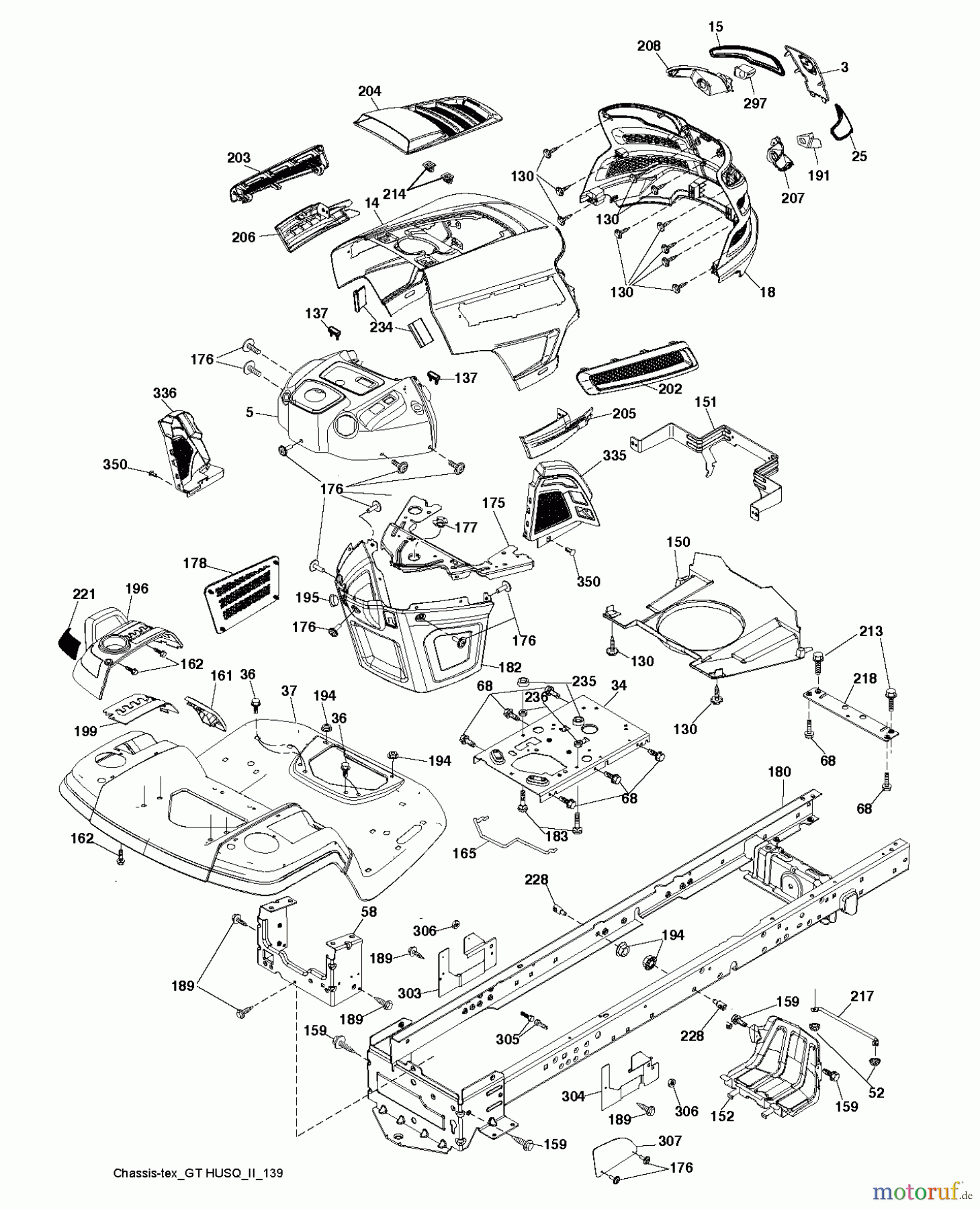 Husqvarna Rasen und Garten Traktoren YTH 184T (96041030700) - Husqvarna Yard Tractor (2012-09 & After) CHASSIS ENCLOSURES