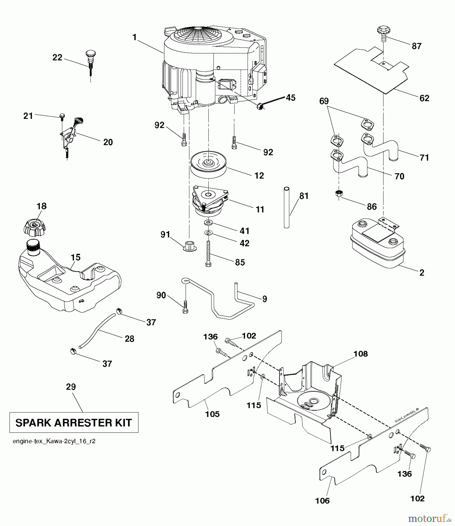 Husqvarna Rasen und Garten Traktoren YTH 184T (96041030700) - Husqvarna Yard Tractor (2012-09 & After) ENGINE