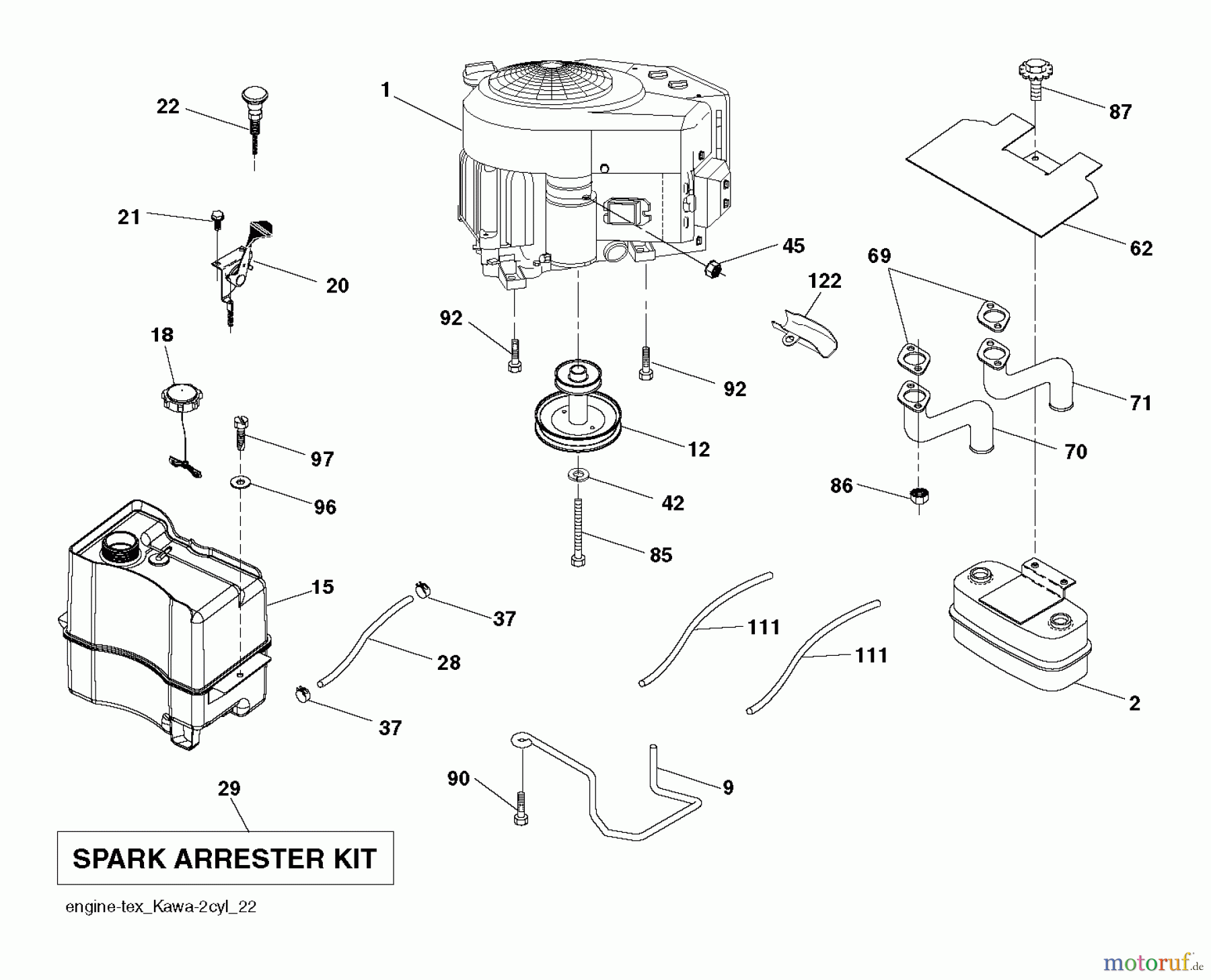 Husqvarna Rasen und Garten Traktoren YTH 18K46 (96043014300) - Husqvarna Yard Tractor (2012-08 & After) ENGINE