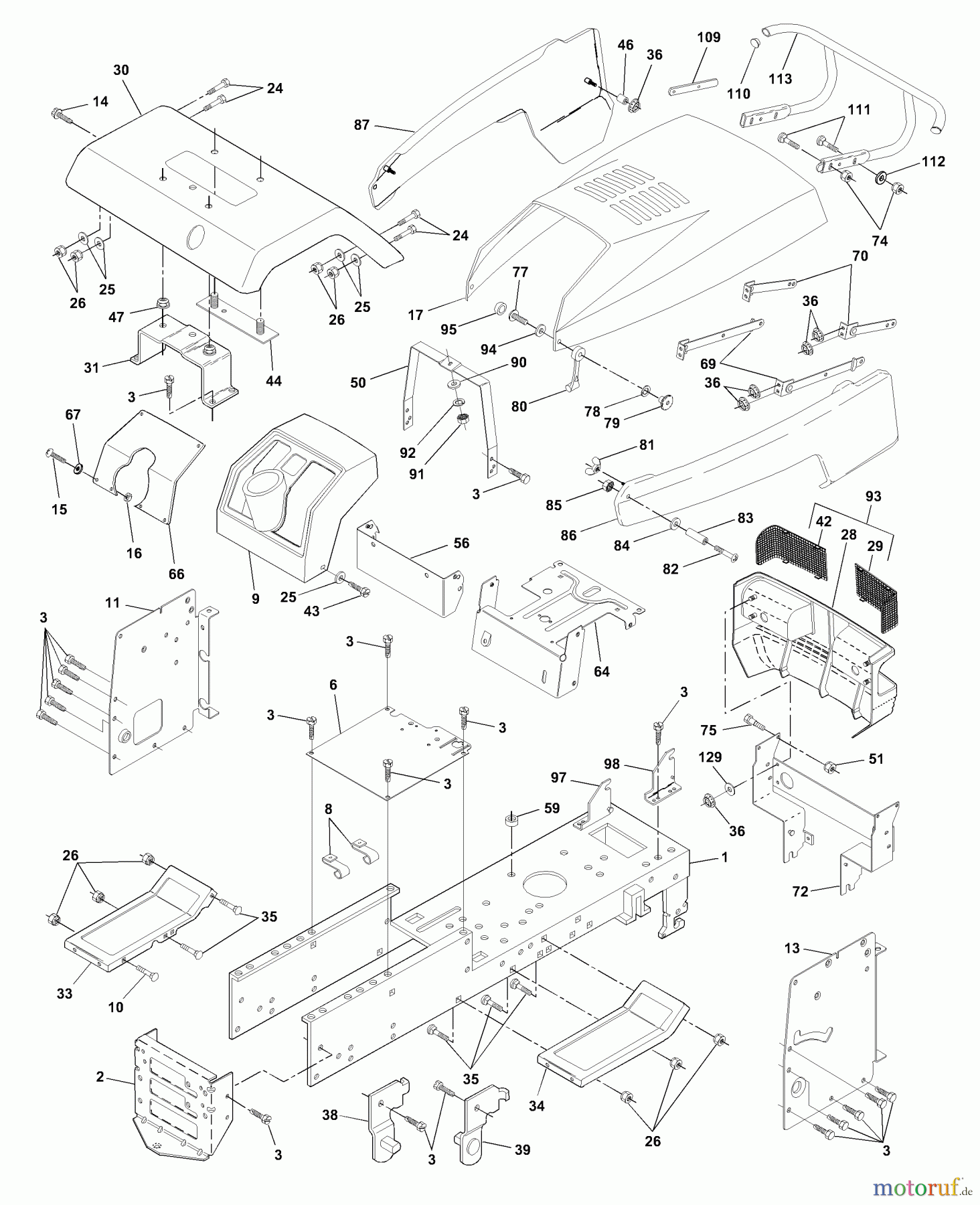Husqvarna Rasen und Garten Traktoren YTH 190 (954001972A) - Husqvarna Yard Tractor (1995-03 & After) Chassis And Enclosures