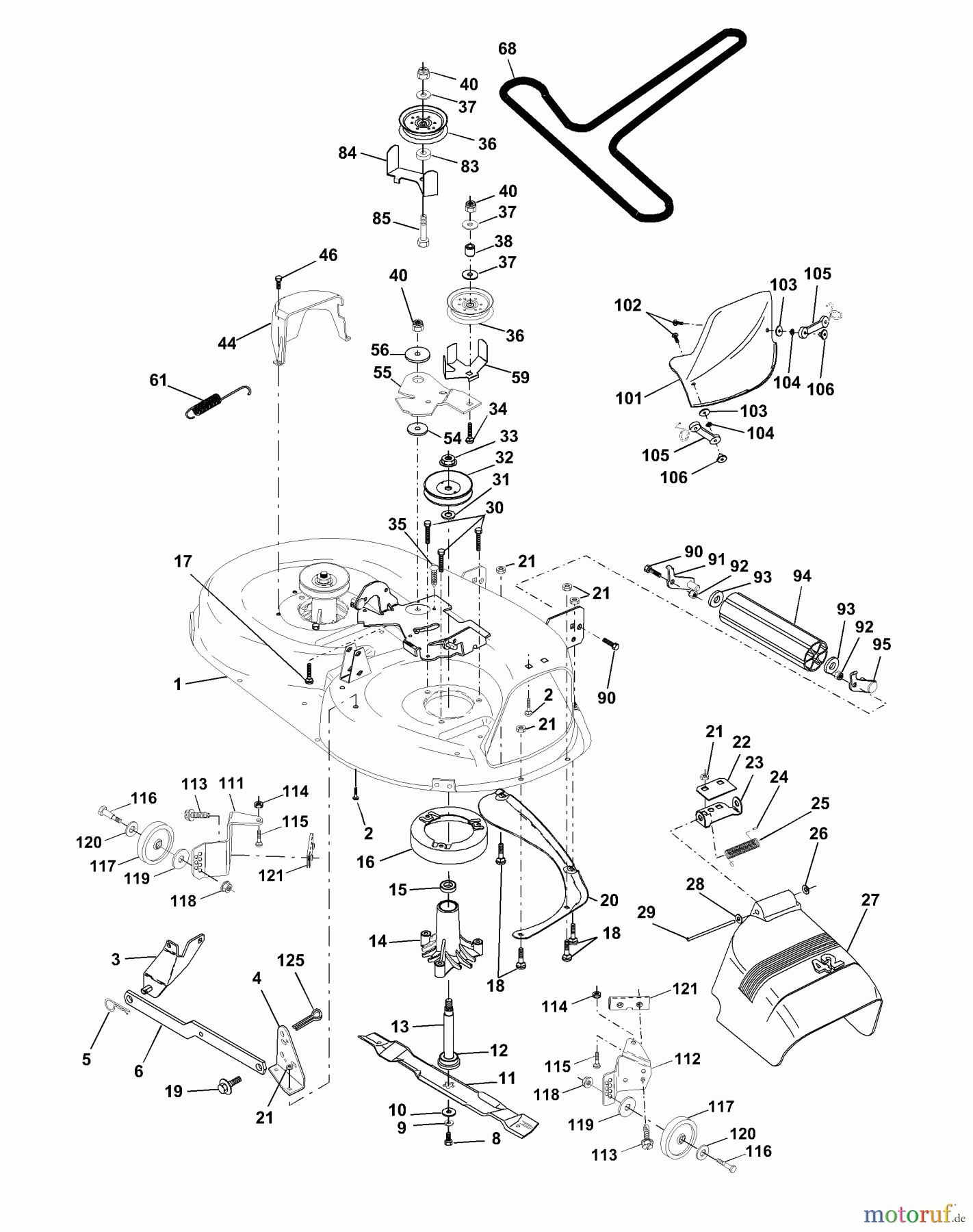 Husqvarna Rasen und Garten Traktoren YTH 190 (954001972A) - Husqvarna Yard Tractor (1995-03 & After) Mower