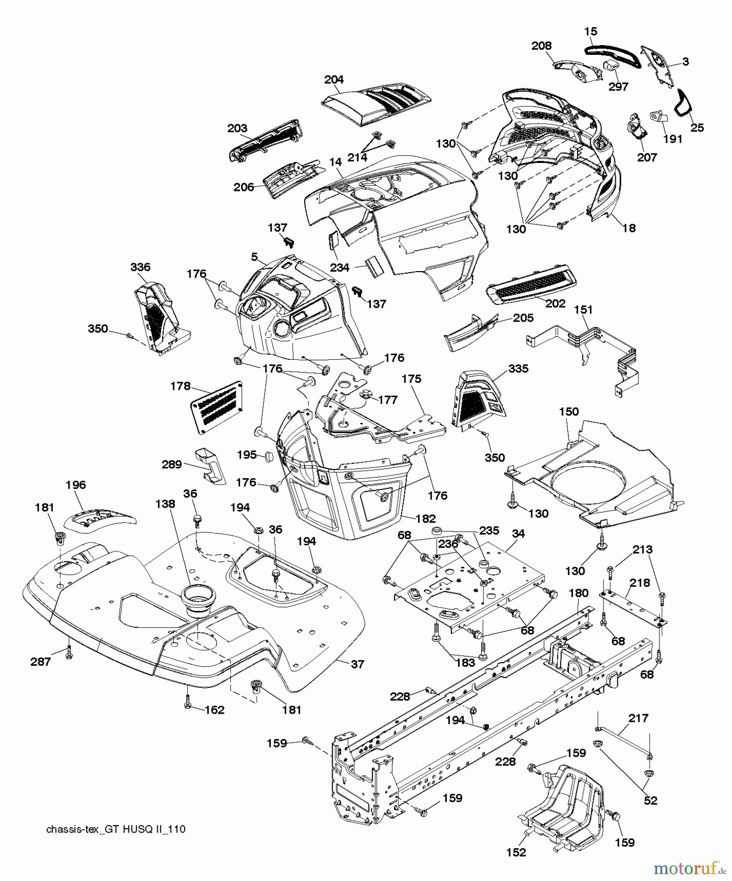 Husqvarna Rasen und Garten Traktoren YTH 2042 (250180) - Husqvarna Yard Tractor (2012-01 & After) CHASSIS ENCLOSURES