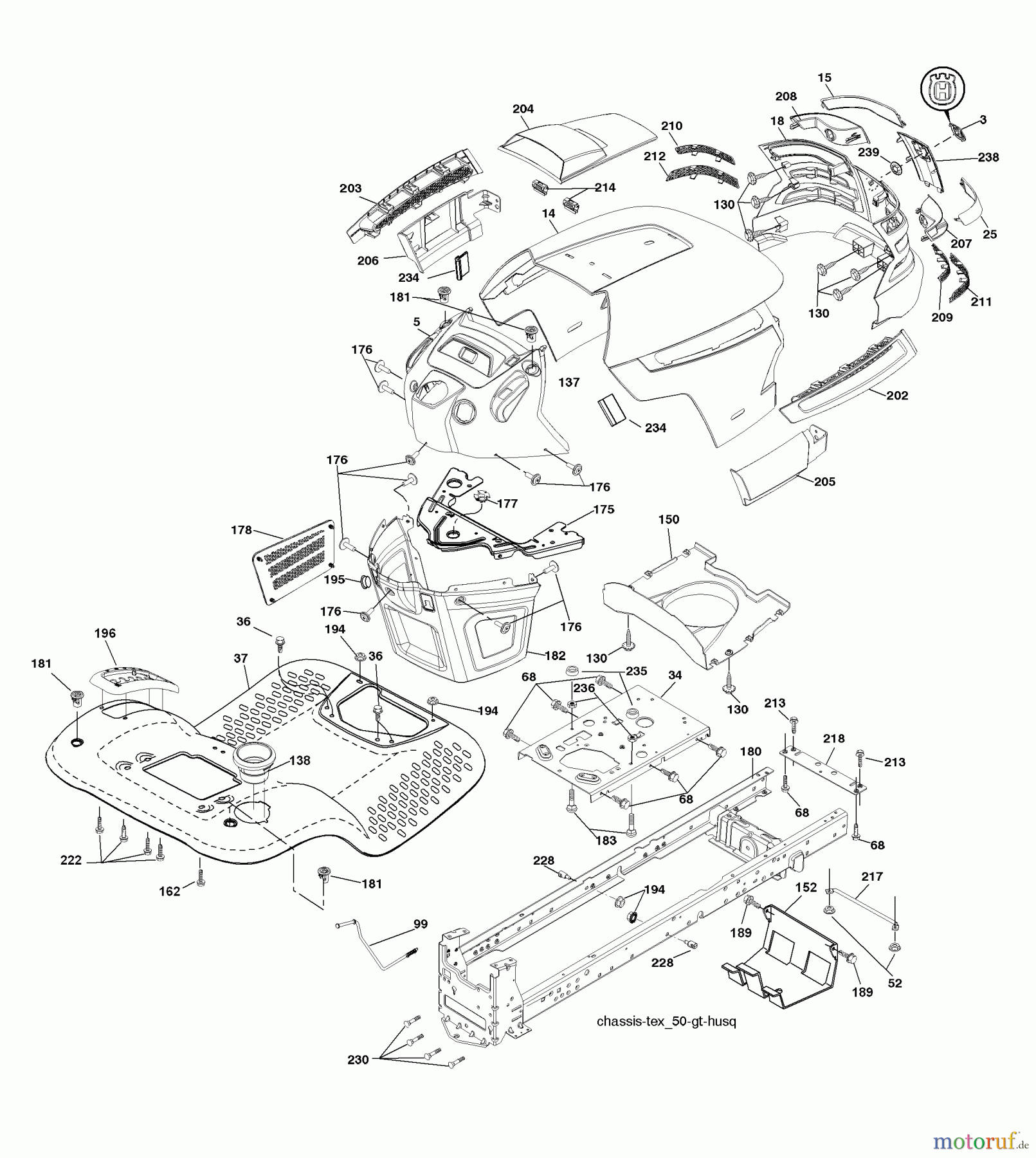 Husqvarna Rasen und Garten Traktoren YTH 2042 (917.287520) - Husqvarna Yard Tractor (SEARS) (2007-01 & After) (Sears Craftsman) Chassis