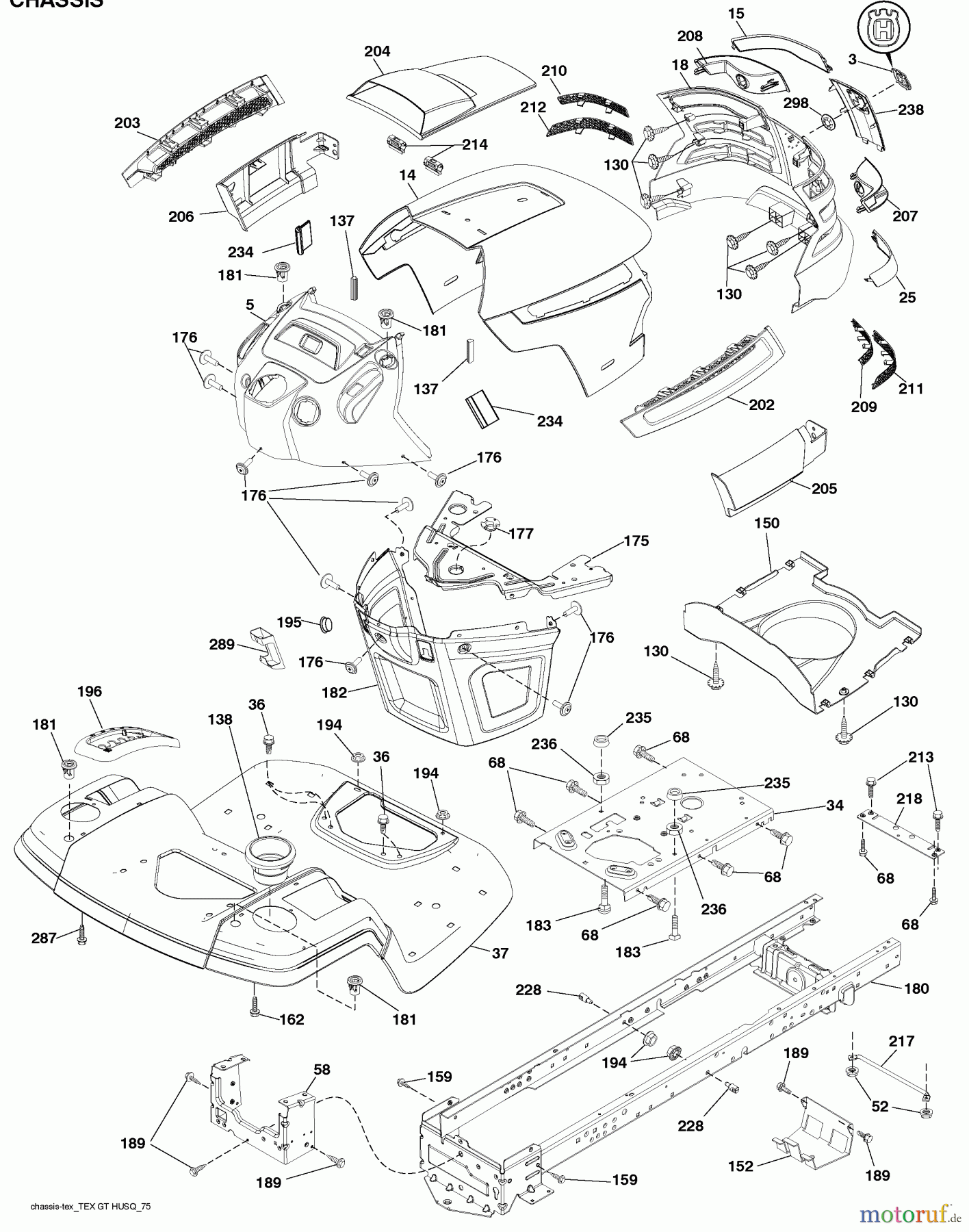 Husqvarna Rasen und Garten Traktoren YTH 2042 (917.289610) - Husqvarna Yard Tractor (SEARS) (2010-05 & After) (Sears Craftsman) Chassis