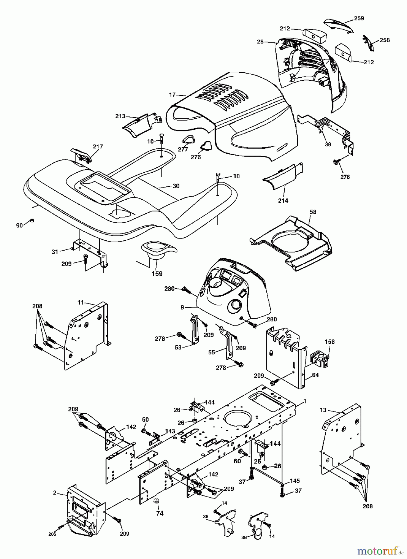 Husqvarna Rasen und Garten Traktoren YTH 2042 (96013000600) - Husqvarna Yard Tractor (2005-10 & After) Chassis