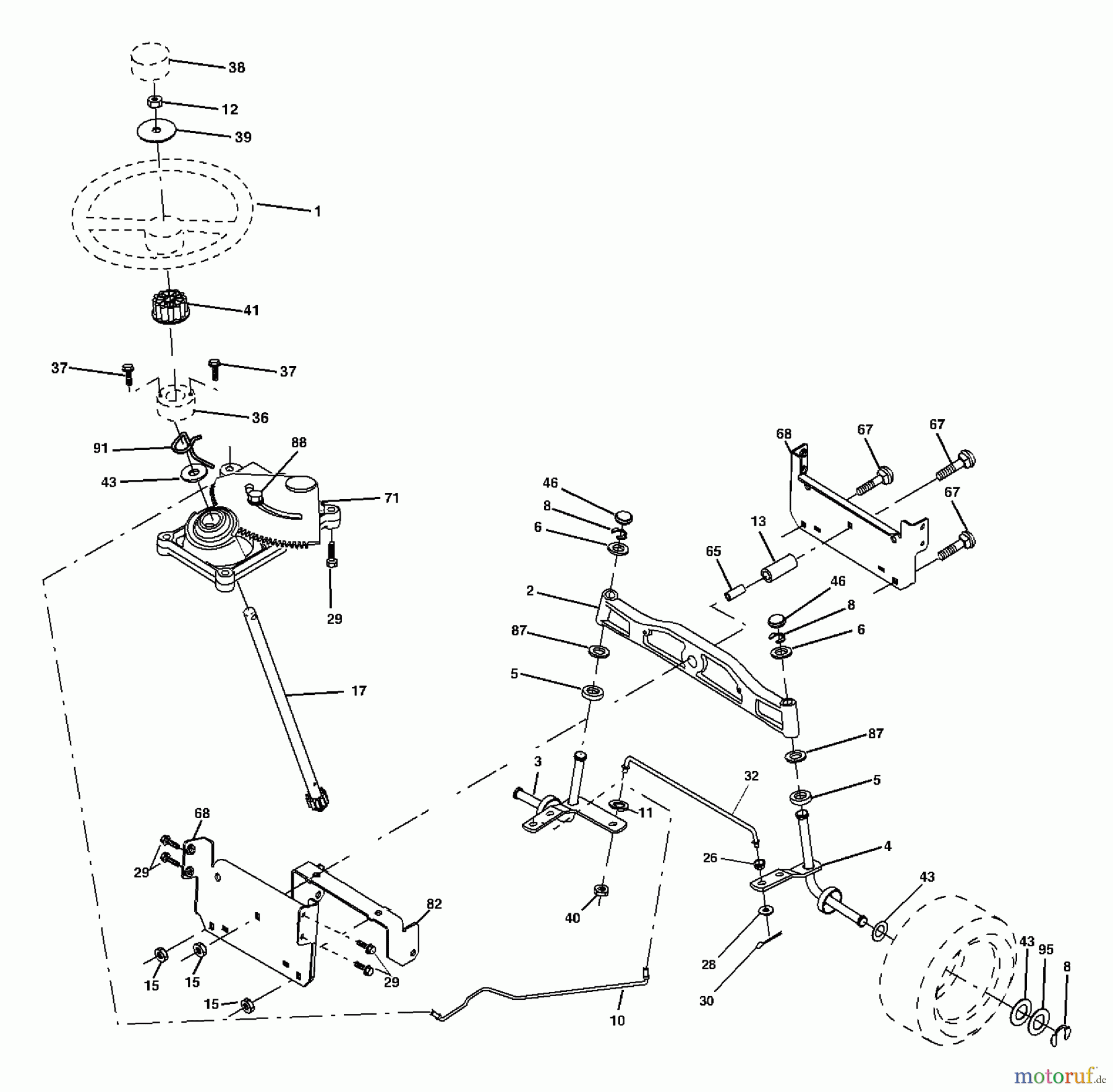Husqvarna Rasen und Garten Traktoren YTH 2042 (96013000600) - Husqvarna Yard Tractor (2005-10 & After) Steering Assembly