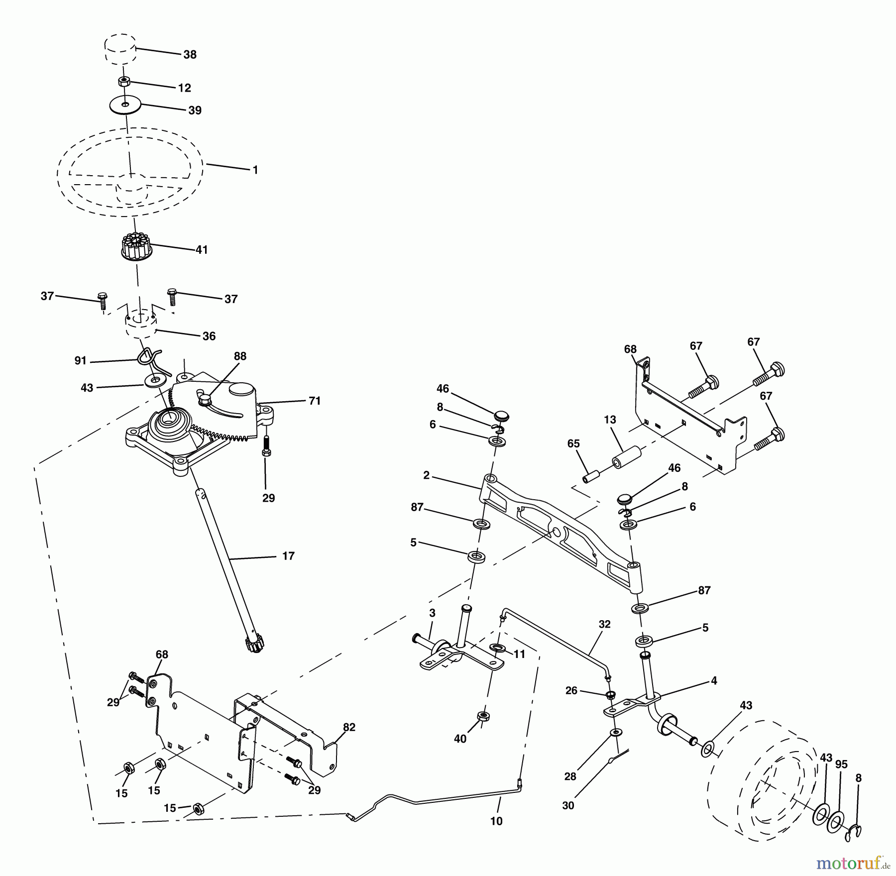 Husqvarna Rasen und Garten Traktoren YTH 2042 (96013000601) - Husqvarna Yard Tractor (2005-10 & After) Steering Assembly