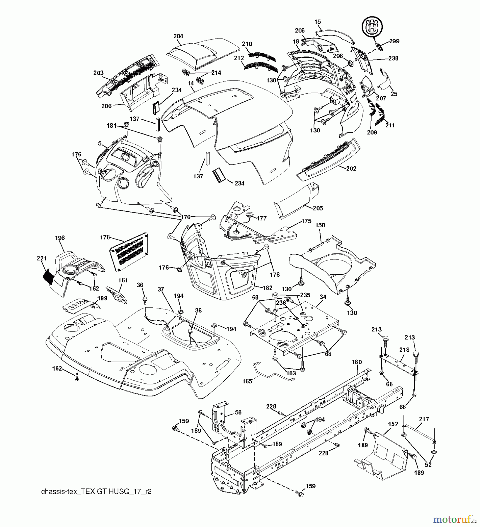 Husqvarna Rasen und Garten Traktoren YTH 2042 (96041005404) - Husqvarna Yard Tractor (2011-06 & After) CHASSIS ENCLOSURES