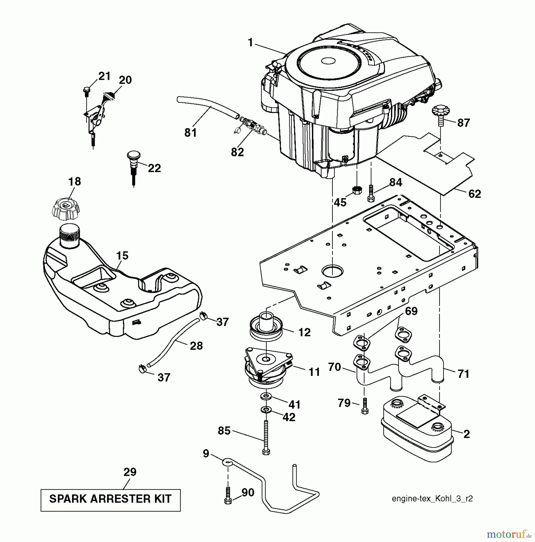 Husqvarna Rasen und Garten Traktoren YTH 2042 (96041005404) - Husqvarna Yard Tractor (2011-06 & After) ENGINE