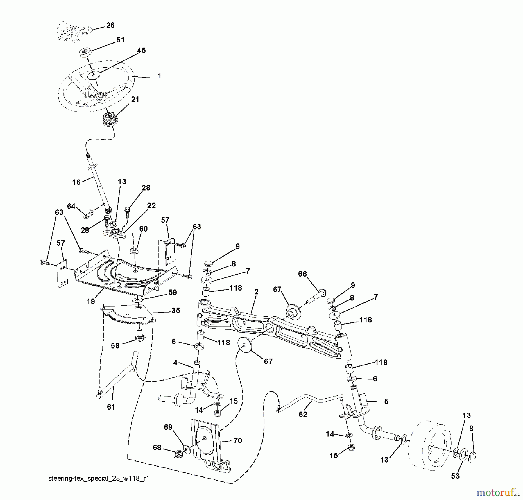 Husqvarna Rasen und Garten Traktoren YTH 2042 (96041005404) - Husqvarna Yard Tractor (2011-06 & After) STEERING