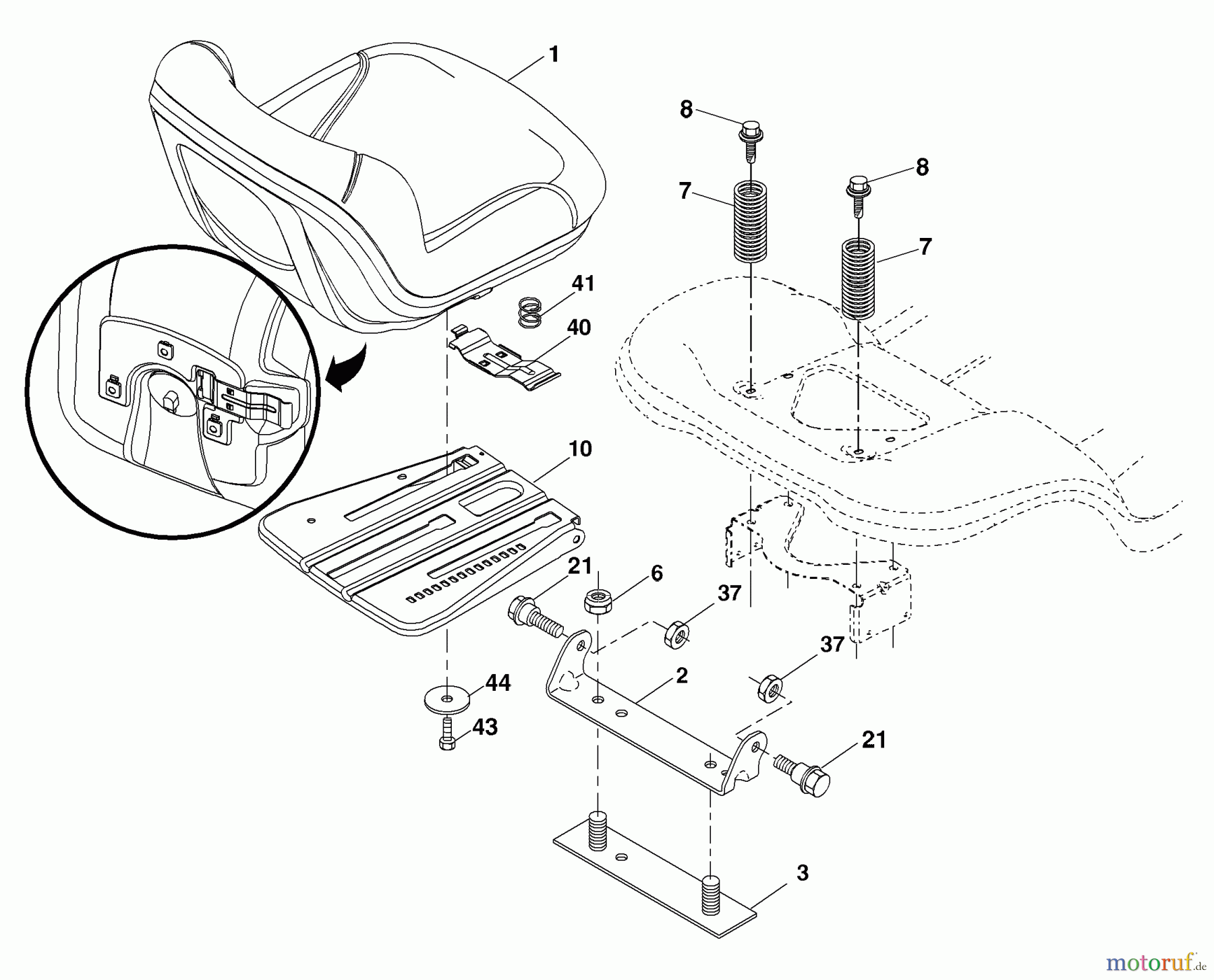 Husqvarna Rasen und Garten Traktoren YTH 2042 (96043003200) - Husqvarna Yard Tractor (2007-02 & After) Seat Assembly