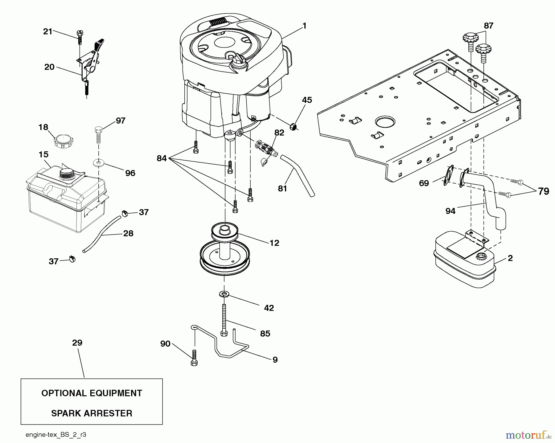 Husqvarna Rasen und Garten Traktoren YTH 2042 (96043009201) - Husqvarna Yard Tractor (2010-02 & After) Engine
