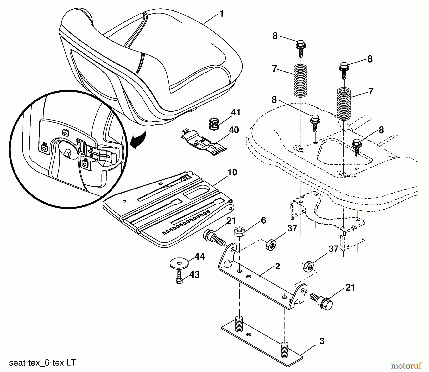 Husqvarna Rasen und Garten Traktoren YTH 2042 (96043009201) - Husqvarna Yard Tractor (2010-02 & After) Seat Assembly