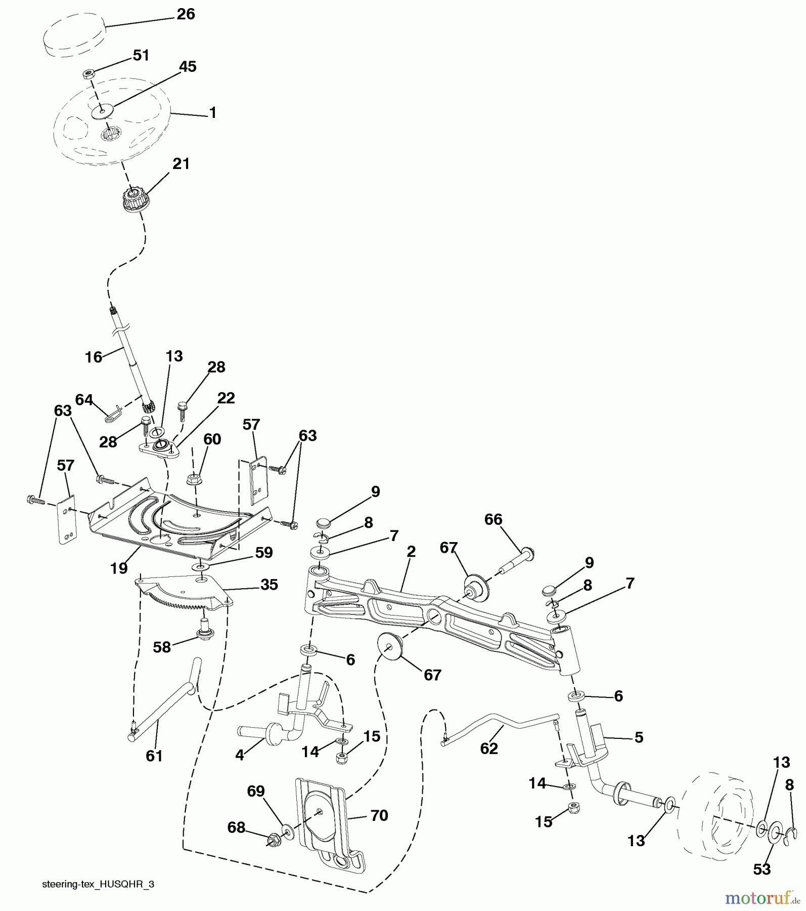 Husqvarna Rasen und Garten Traktoren YTH 2042 (96043009201) - Husqvarna Yard Tractor (2010-02 & After) Steering Assembly