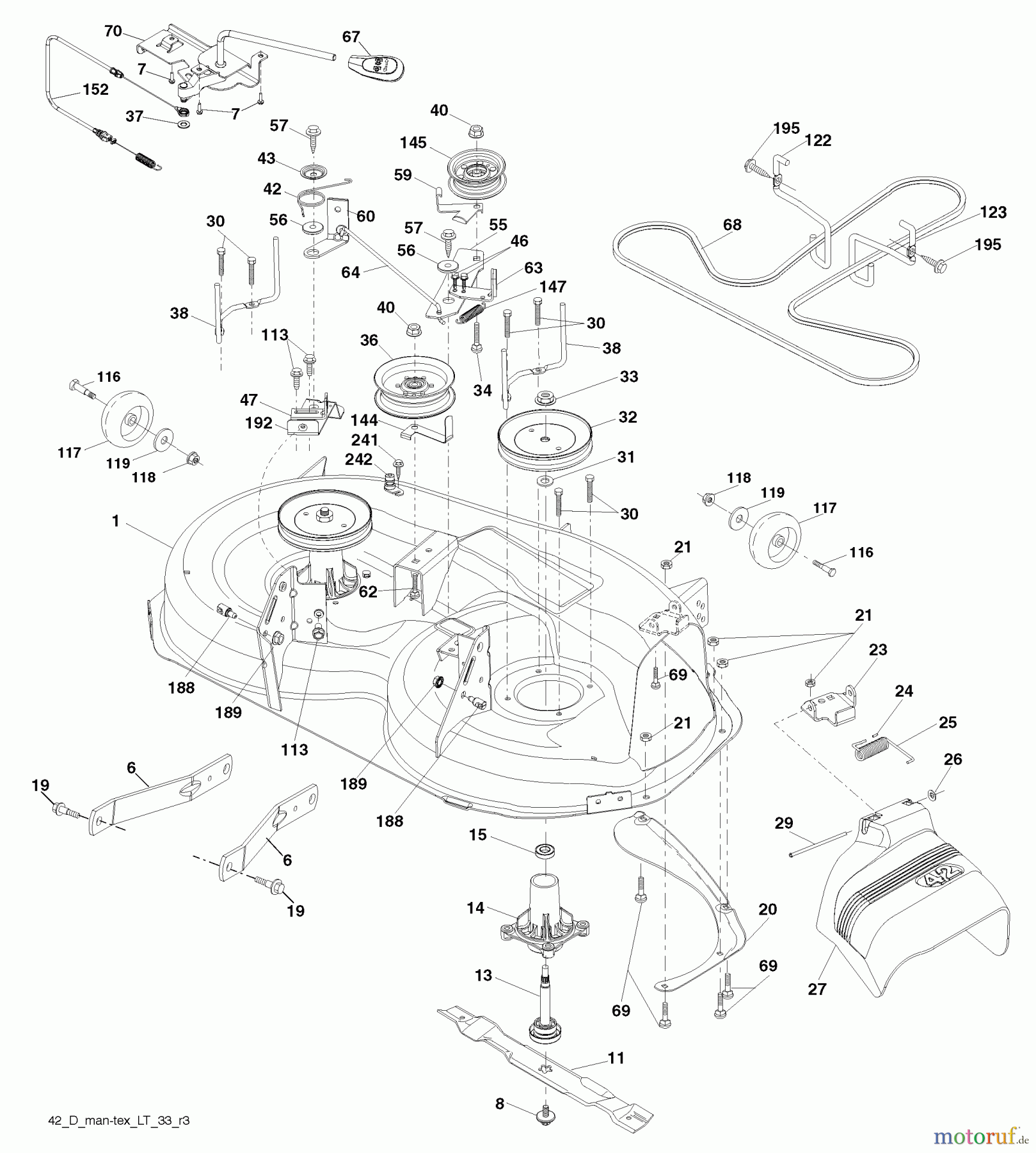 Husqvarna Rasen und Garten Traktoren YTH 2042 (96043009202) - Husqvarna Yard Tractor (2010-04 & After) Mower Deck