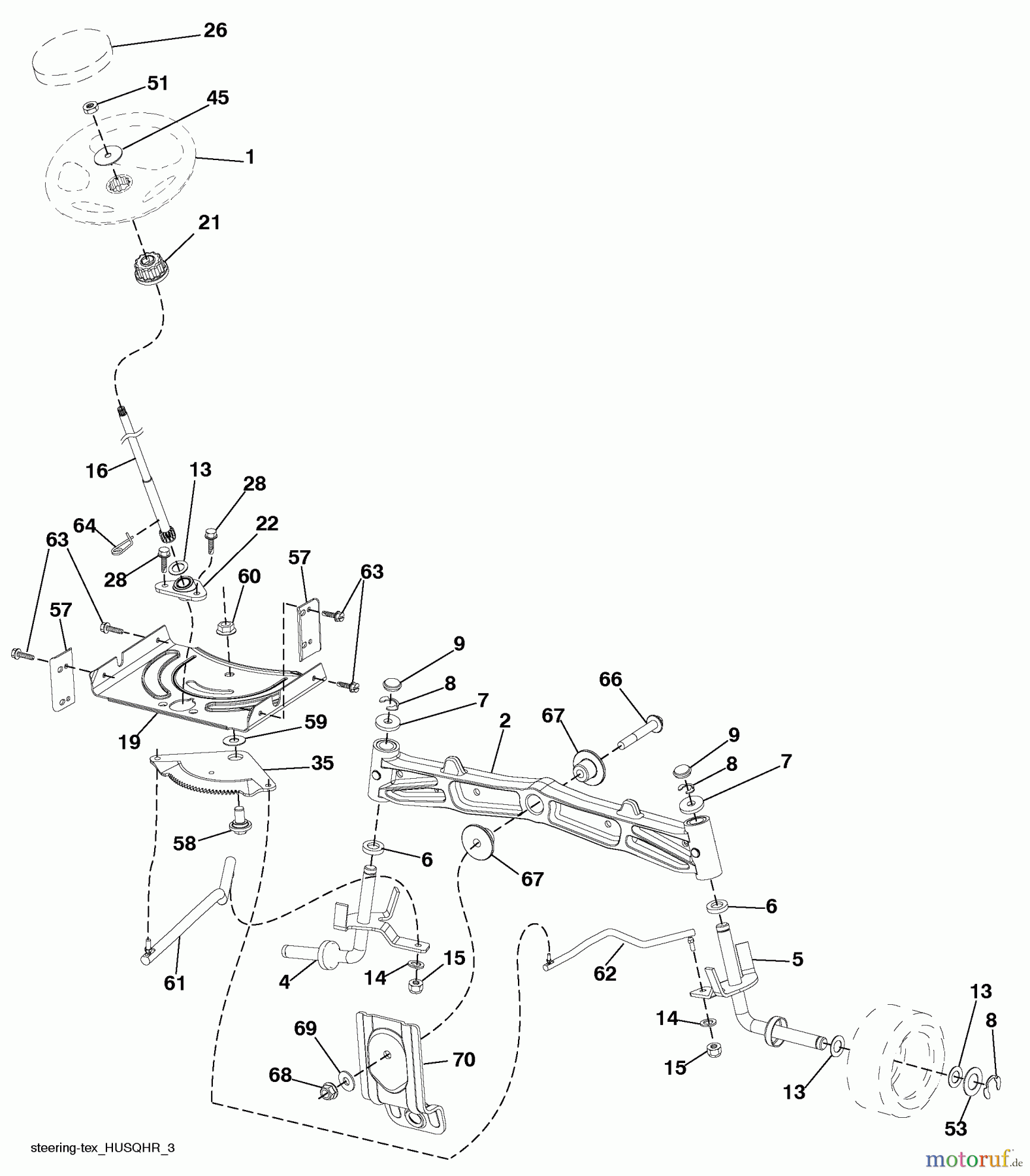 Husqvarna Rasen und Garten Traktoren YTH 2042 (96043009202) - Husqvarna Yard Tractor (2010-04 & After) Steering Assembly