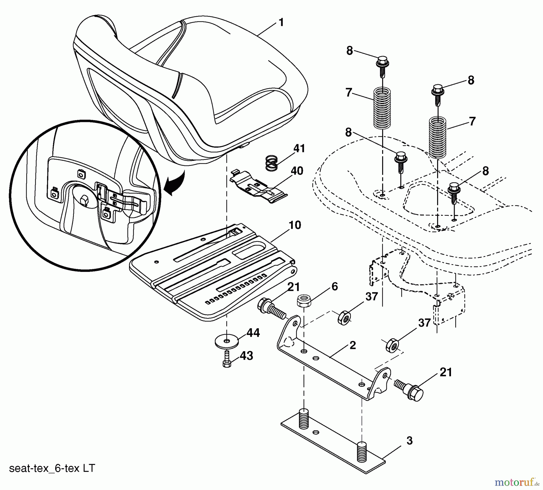 Husqvarna Rasen und Garten Traktoren YTH 2042 (96043010600) - Husqvarna Yard Tractor (2009-12 & After) Seat Assembly