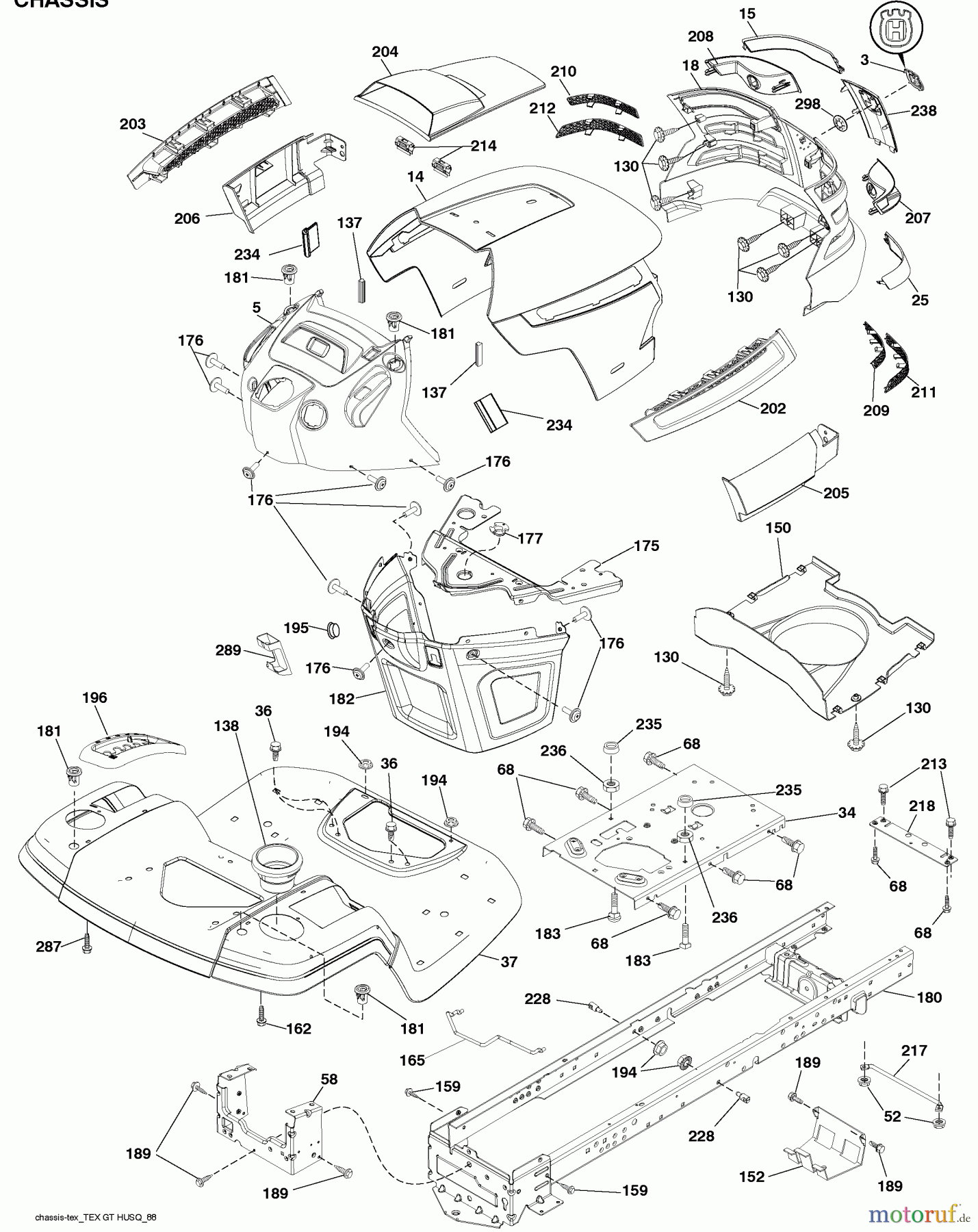 Husqvarna Rasen und Garten Traktoren YTH 2042 (96043010601) - Husqvarna Yard Tractor (2010-02 & After) Chassis