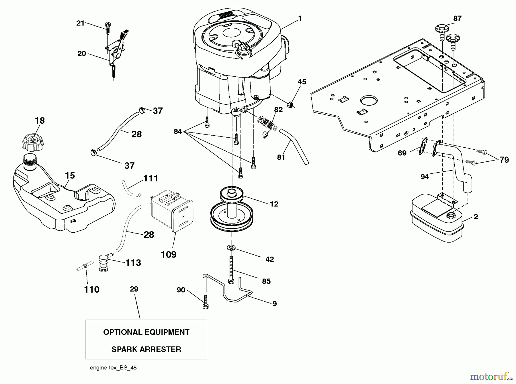 Husqvarna Rasen und Garten Traktoren YTH 2042 (96043010601) - Husqvarna Yard Tractor (2010-02 & After) Engine