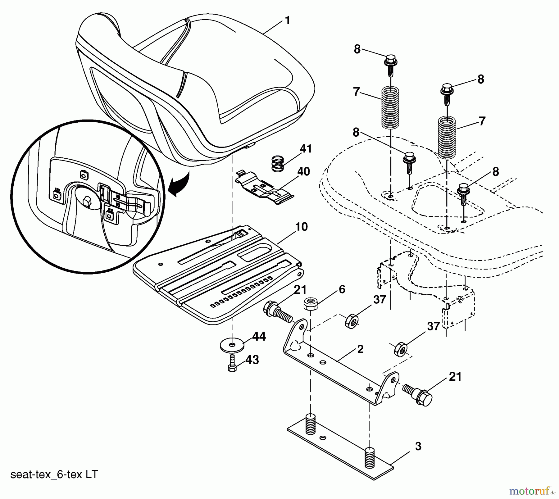 Husqvarna Rasen und Garten Traktoren YTH 2042 (96043010601) - Husqvarna Yard Tractor (2010-02 & After) Seat Assembly