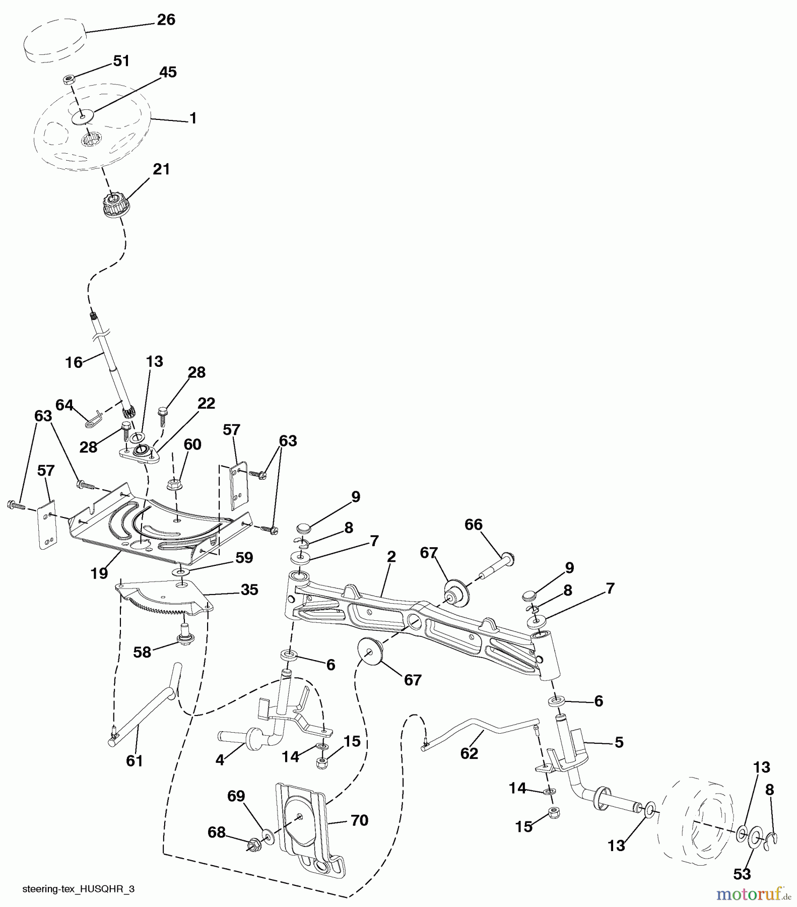Husqvarna Rasen und Garten Traktoren YTH 2042 (96043010601) - Husqvarna Yard Tractor (2010-02 & After) Steering Assembly