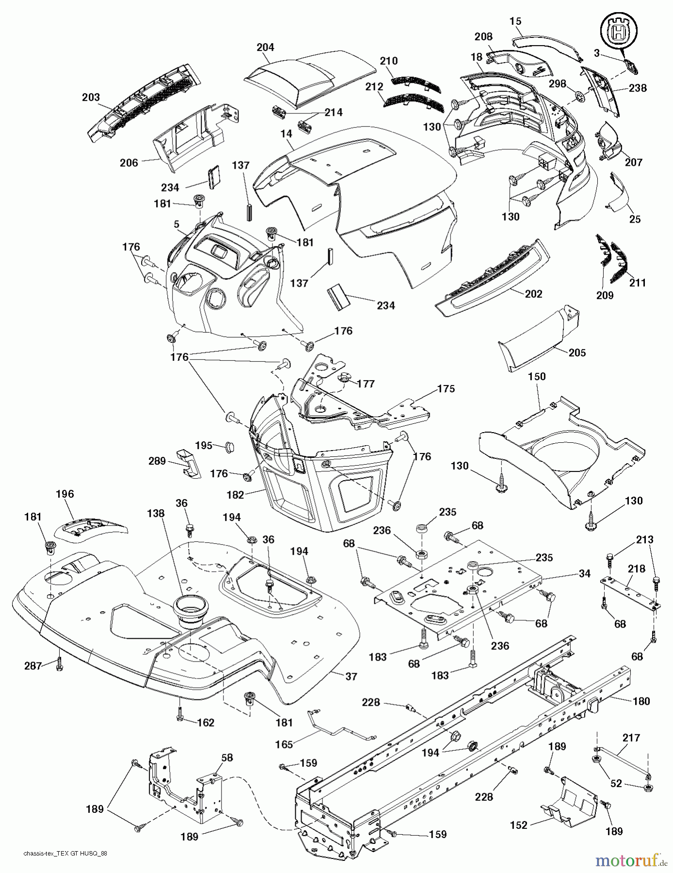 Husqvarna Rasen und Garten Traktoren YTH 2042 (96043010601) - Husqvarna Yard Tractor (2012-02 & After) CHASSIS ENCLOSURES