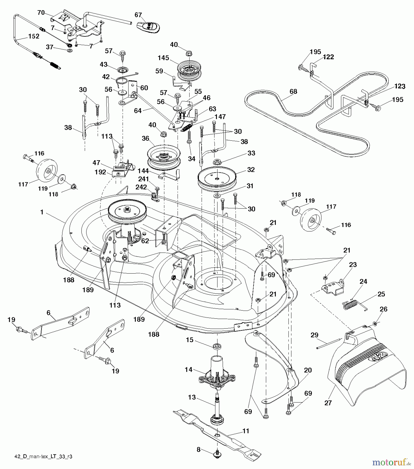 Husqvarna Rasen und Garten Traktoren YTH 2042 (96043010601) - Husqvarna Yard Tractor (2012-02 & After) MOWER DECK / CUTTING DECK