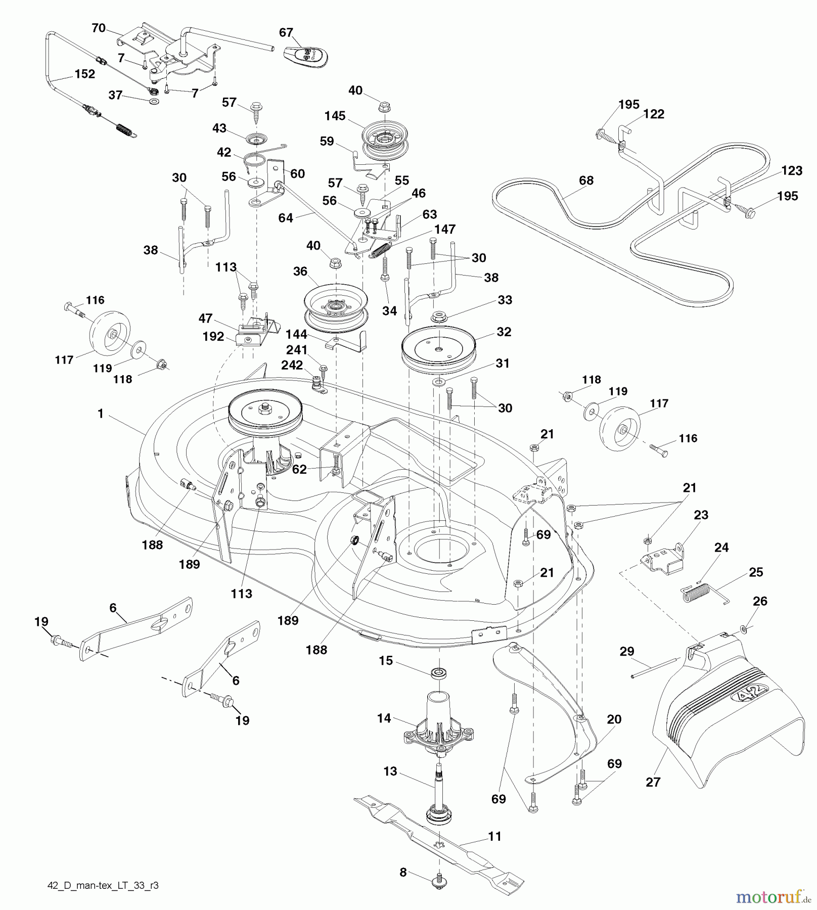Husqvarna Rasen und Garten Traktoren YTH 2042 (96043010602) - Husqvarna Yard Tractor (2010-03 & After) Mower Deck