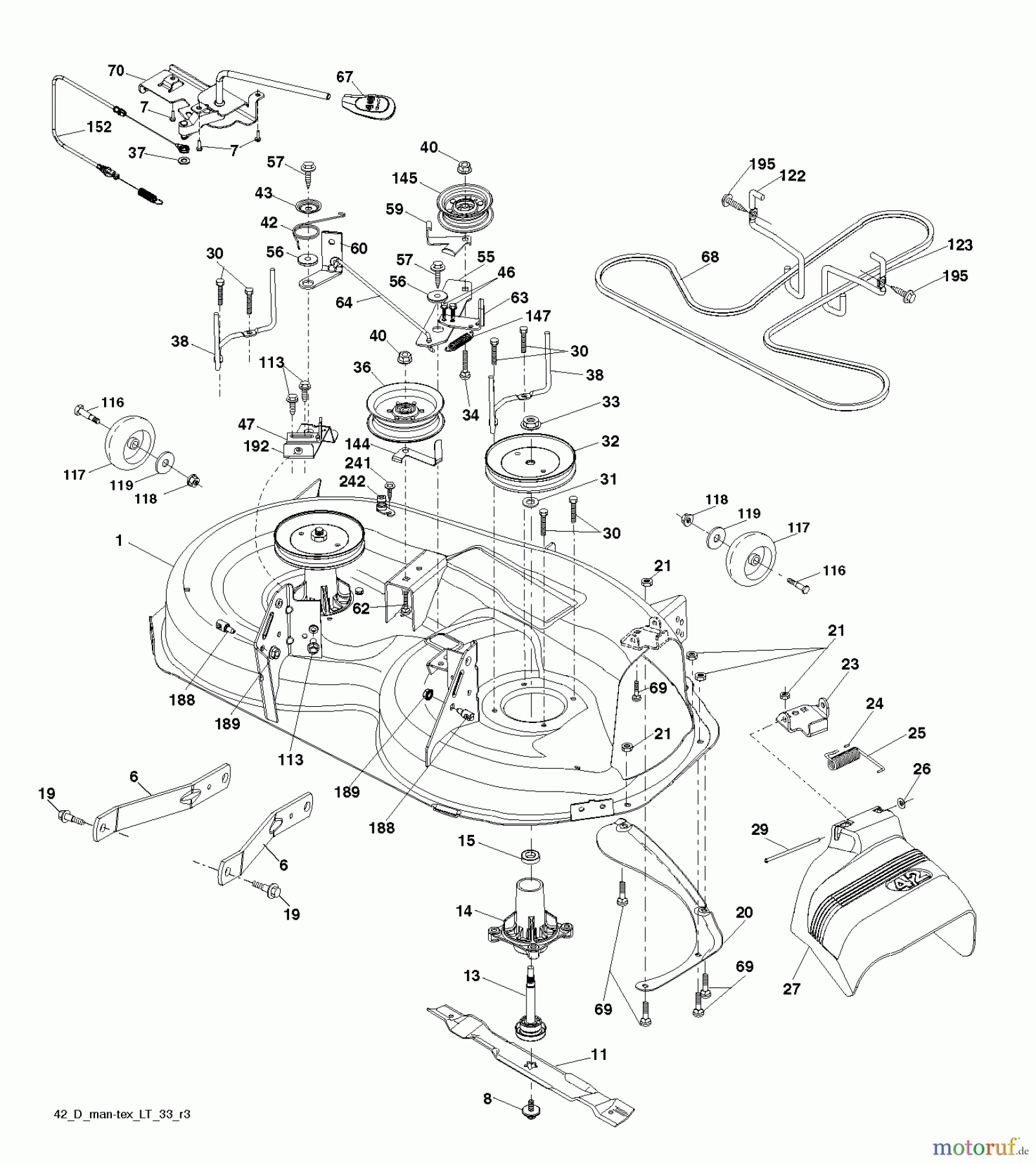 Husqvarna Rasen und Garten Traktoren YTH 2042 (96043012102) - Husqvarna Yard Tractor (2011-06 & After) MOWER DECK / CUTTING DECK