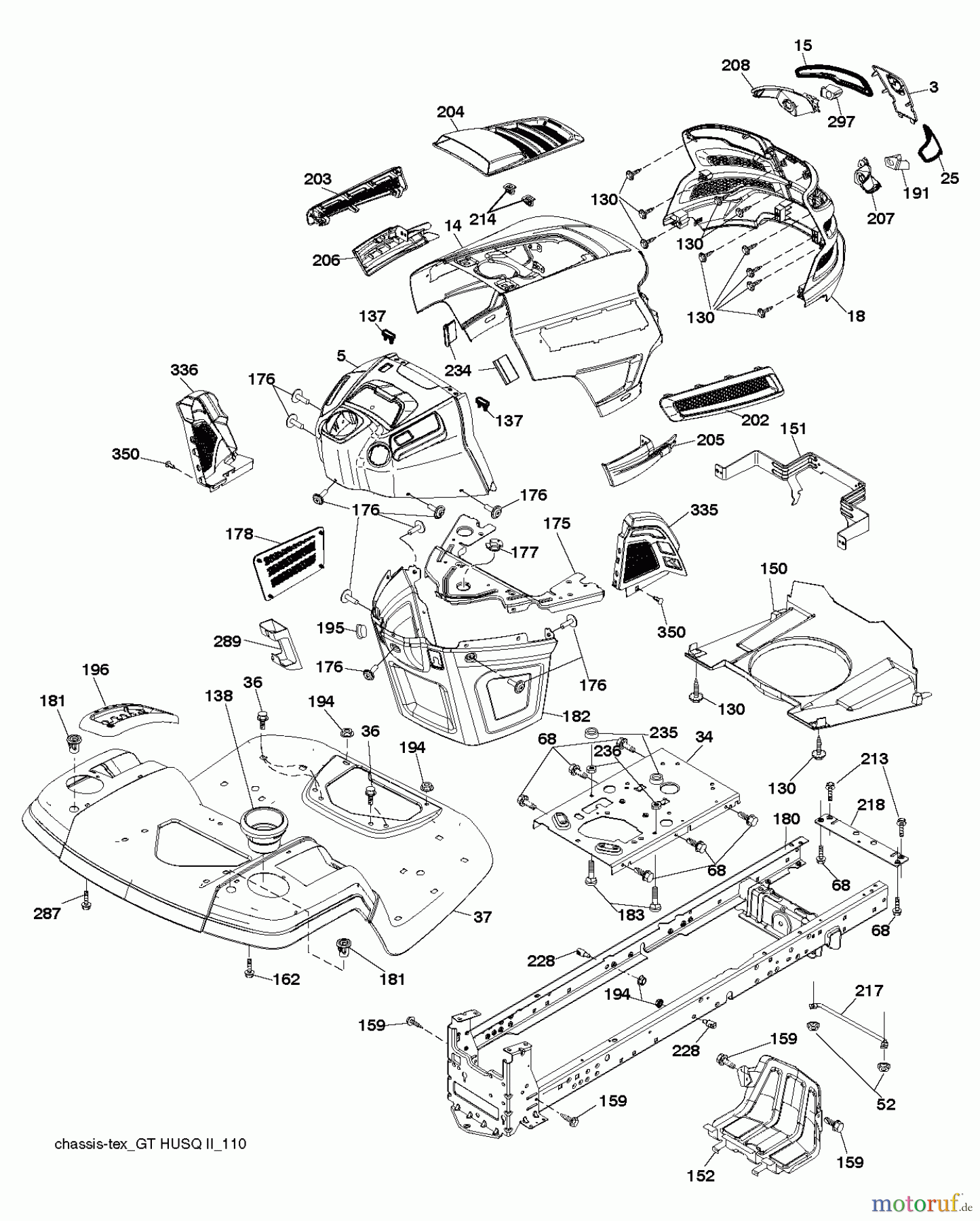 Husqvarna Rasen und Garten Traktoren YTH 2042 (96043012104) - Husqvarna Yard Tractor (2012-08 & After) CHASSIS ENCLOSURES