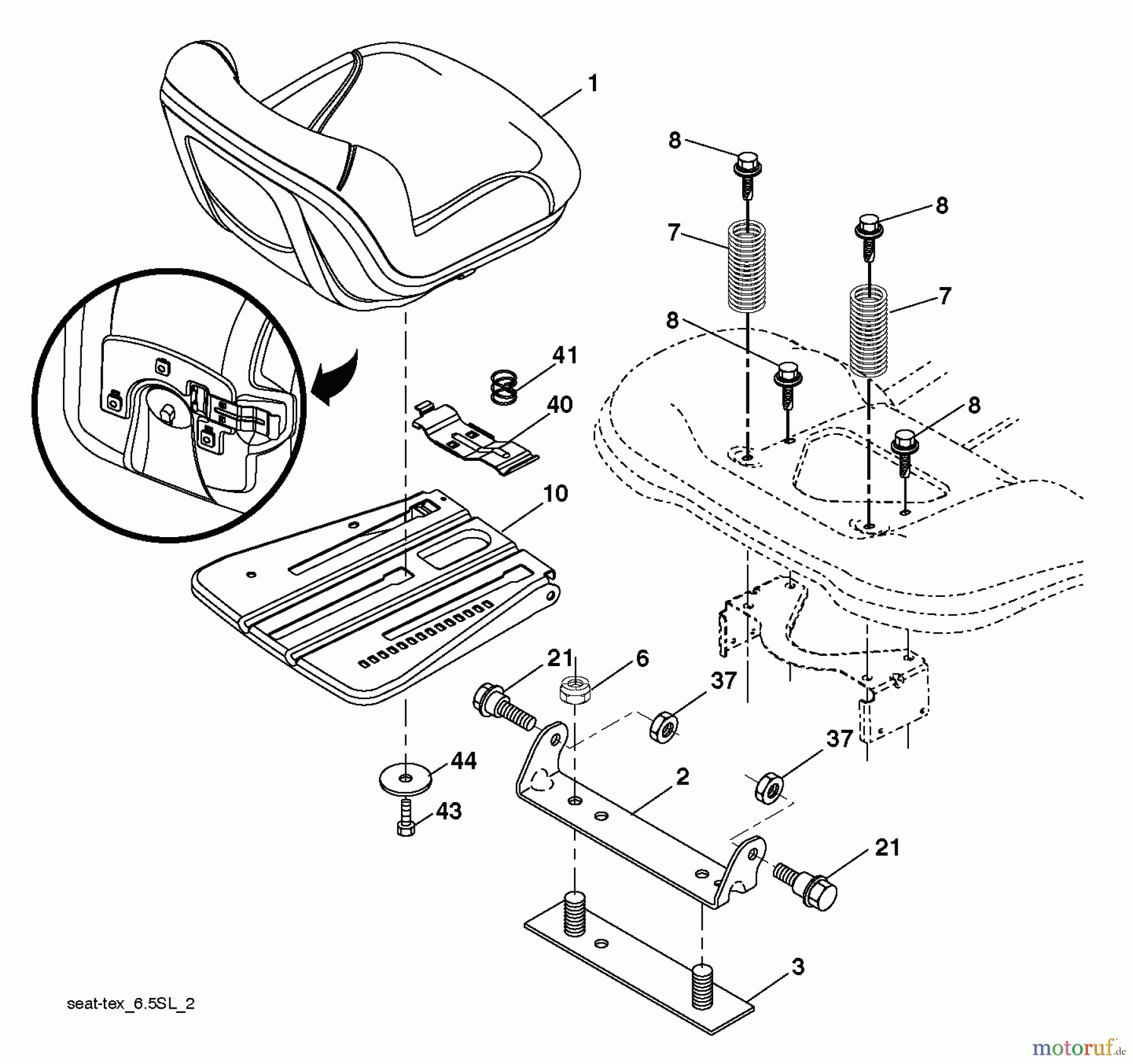 Husqvarna Rasen und Garten Traktoren YTH 2042 (96043012104) - Husqvarna Yard Tractor (2012-08 & After) SEAT