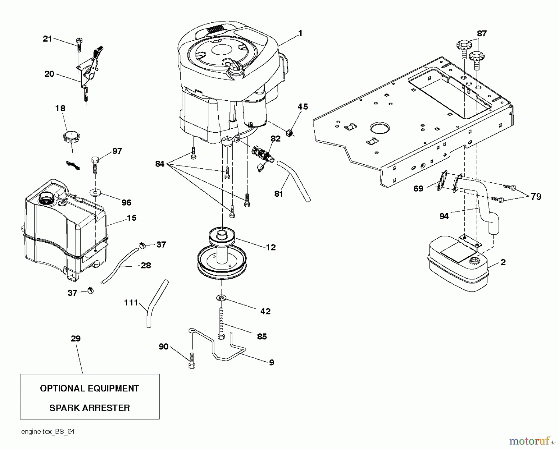 Husqvarna Rasen und Garten Traktoren YTH 2042 (96043012104) - Husqvarna Yard Tractor (2012-08 & After) ENGINE