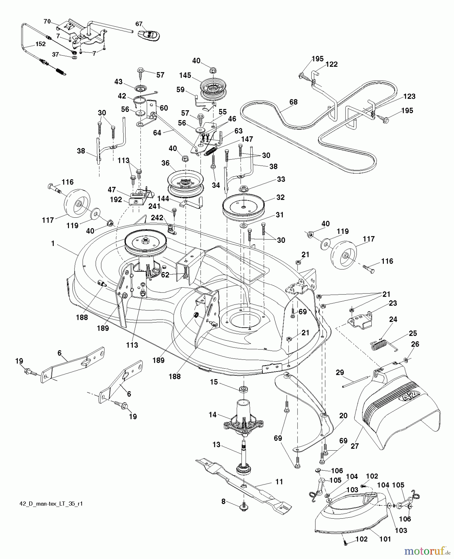 Husqvarna Rasen und Garten Traktoren YTH 2042 (96048003000) - Husqvarna Yard Tractor (2011-11 & After) MOWER DECK / CUTTING DECK