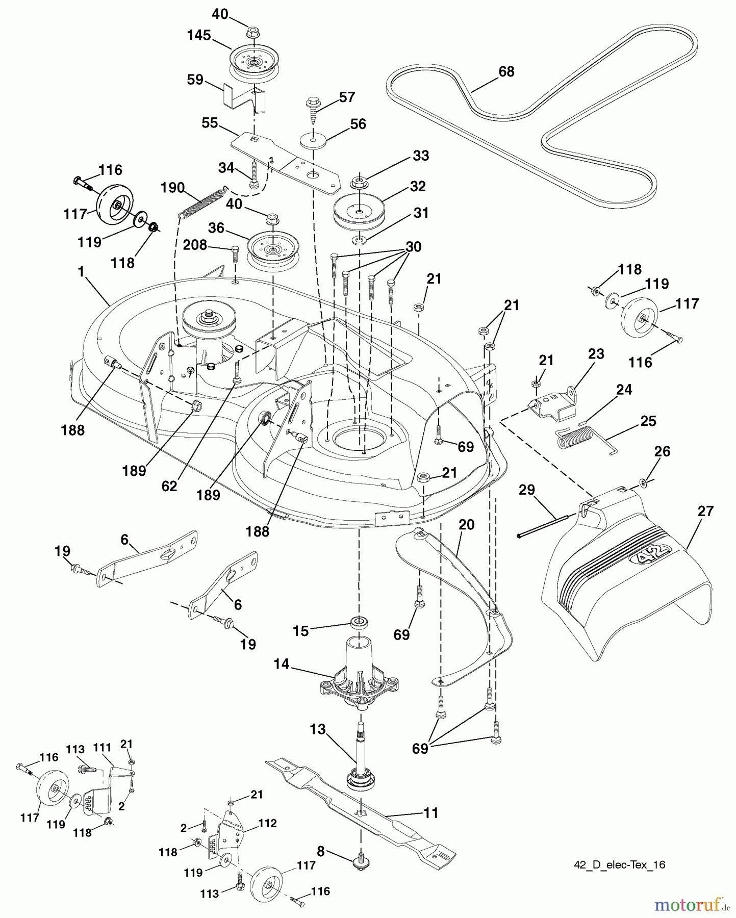 Husqvarna Rasen und Garten Traktoren YTH 2042TD (96041005403) - Husqvarna Yard Tractor (2010-02 & After) Mower Deck