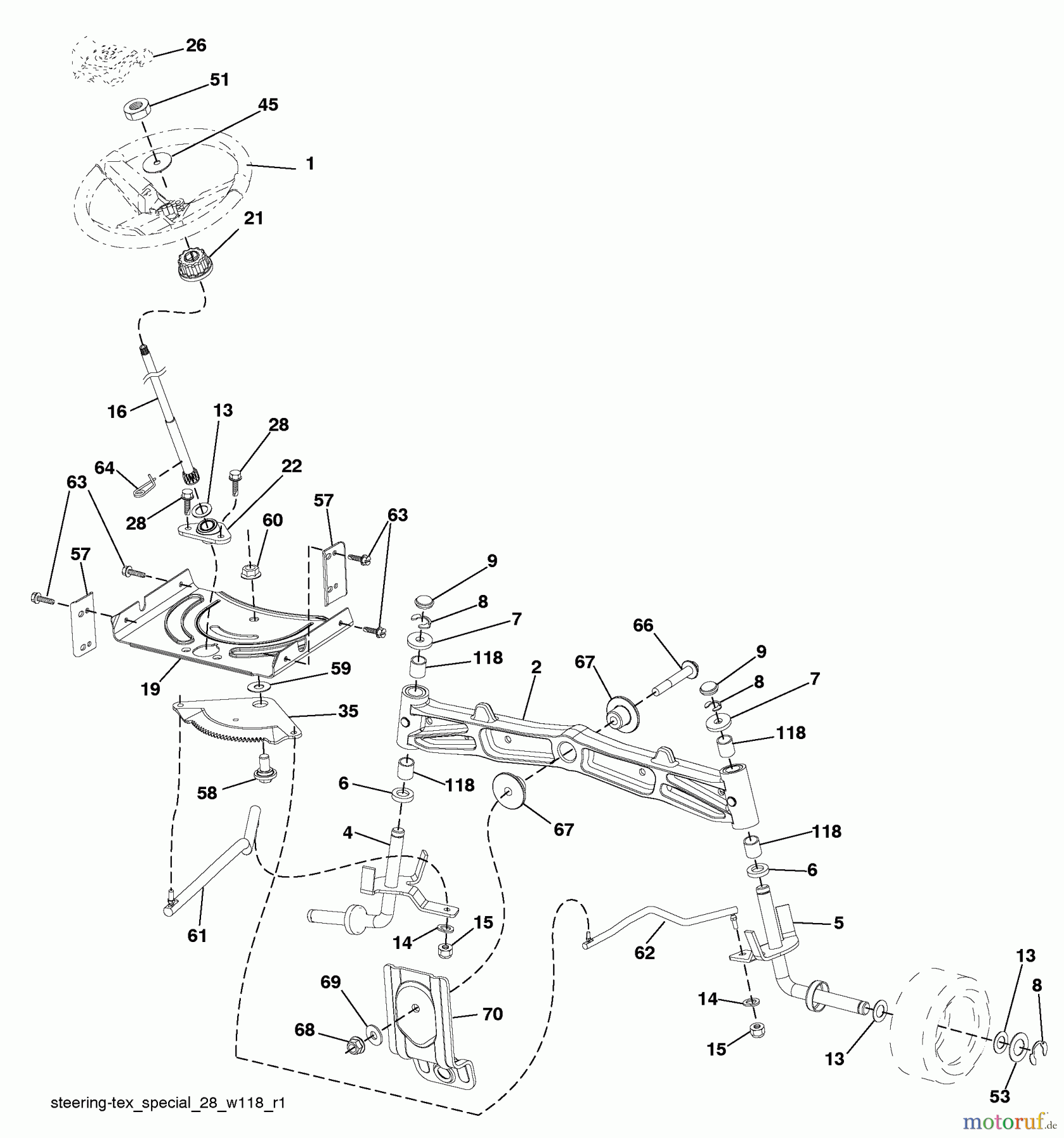 Husqvarna Rasen und Garten Traktoren YTH 2042TD (96041005403) - Husqvarna Yard Tractor (2010-02 & After) Steering Assembly