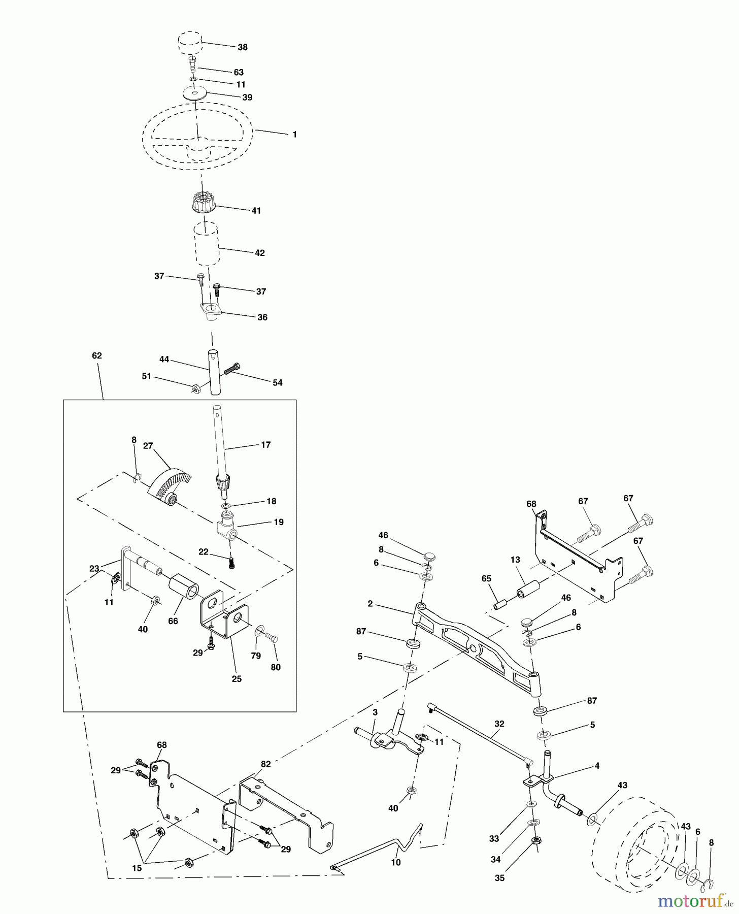 Husqvarna Rasen und Garten Traktoren YTH 2046A (954567079) - Husqvarna Yard Tractor (2000-11 & After) Steering Assembly