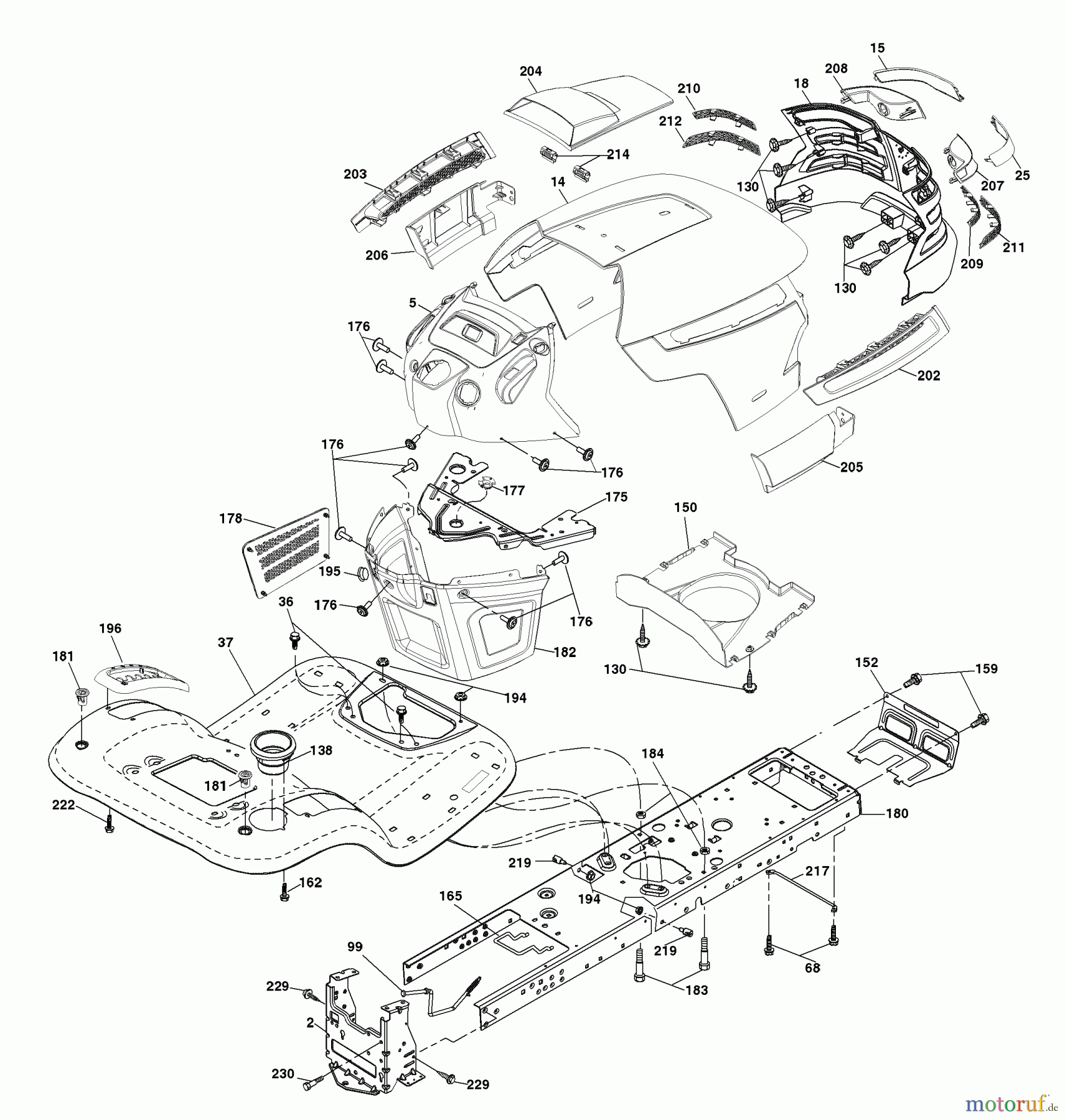 Husqvarna Rasen und Garten Traktoren YTH 20B42T (96043002000) - Husqvarna Yard Tractor (2006-01 & After) Chassis