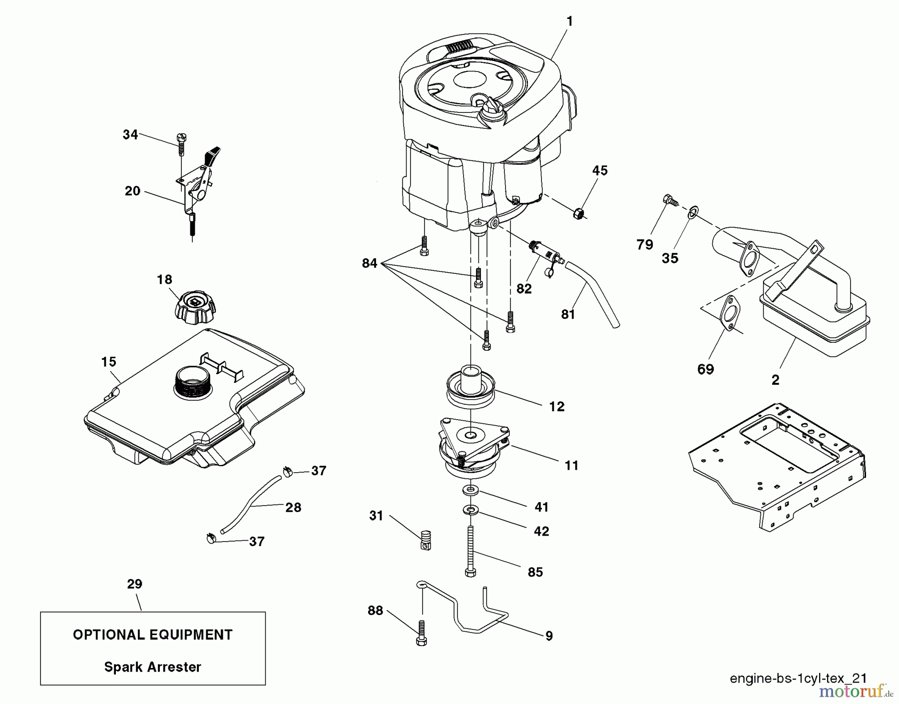 Husqvarna Rasen und Garten Traktoren YTH 20B42T (96043002000) - Husqvarna Yard Tractor (2006-01 & After) Engine
