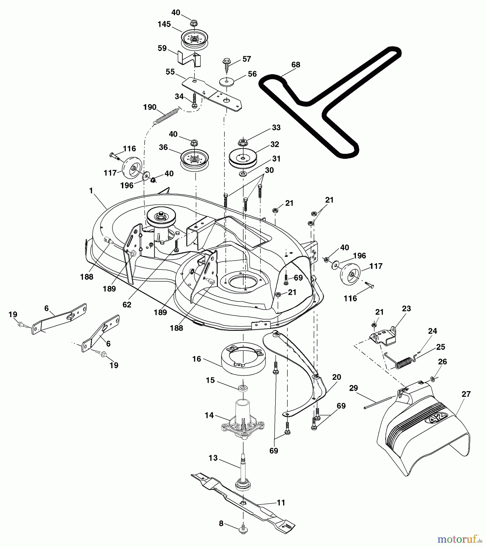 Husqvarna Rasen und Garten Traktoren YTH 20B42T (96043002000) - Husqvarna Yard Tractor (2006-01 & After) Mower Deck