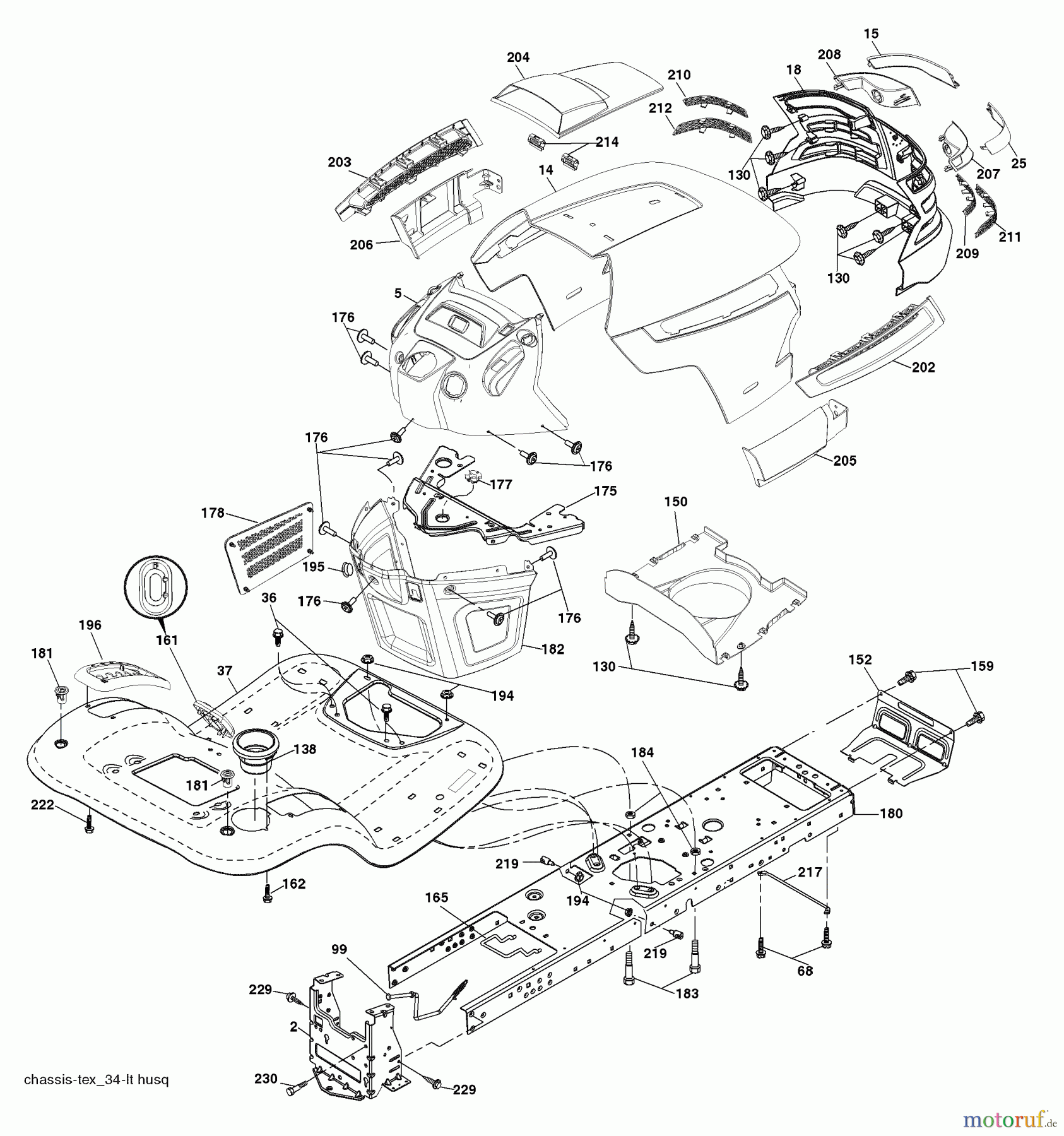 Husqvarna Rasen und Garten Traktoren YTH 20B42T (96043002001) - Husqvarna Yard Tractor (2006-01 & After) Chassis