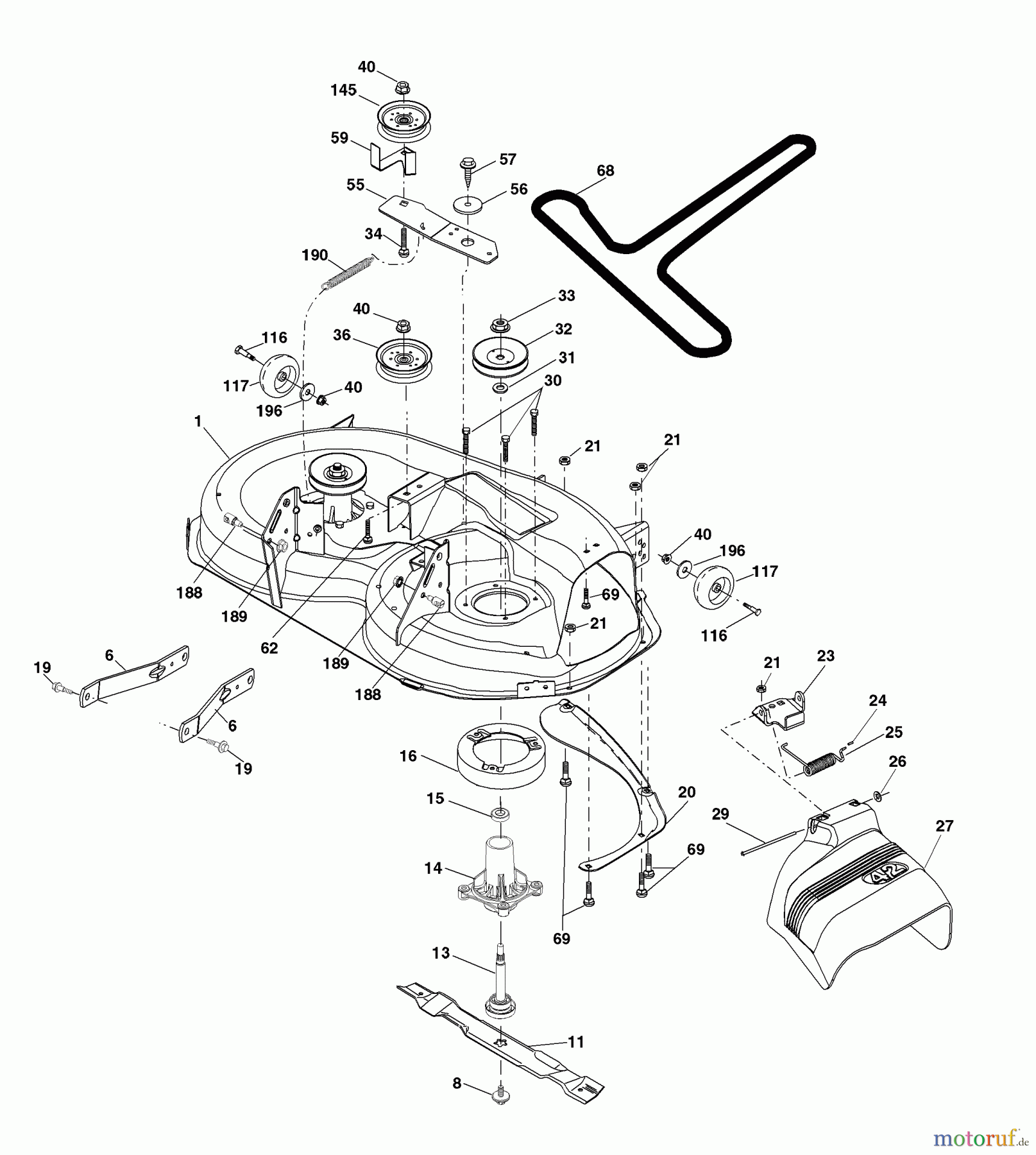 Husqvarna Rasen und Garten Traktoren YTH 20B42T (96043002002) - Husqvarna Yard Tractor (2006-03 & After) Mower Deck
