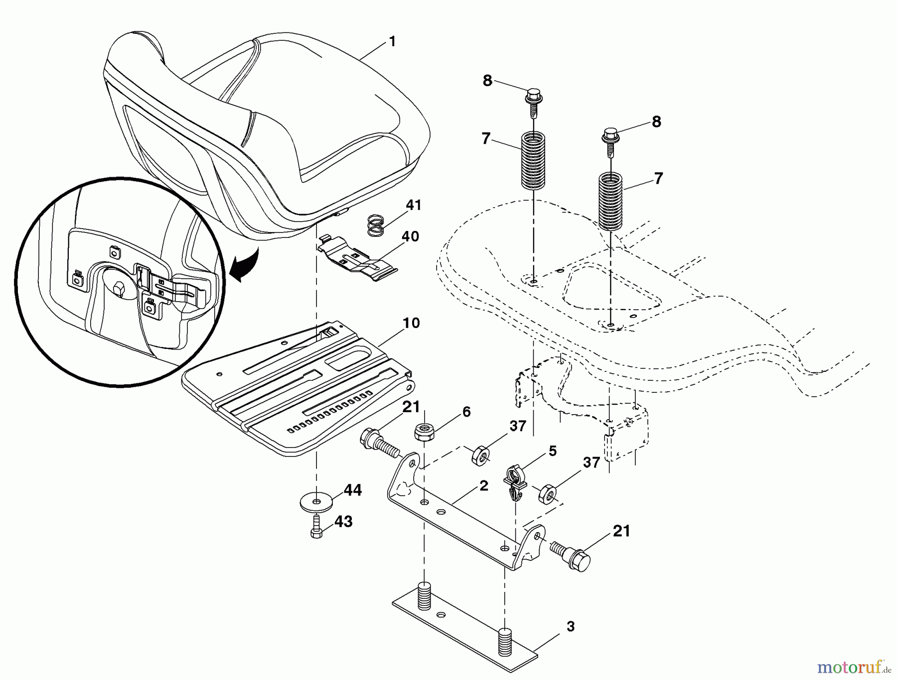 Husqvarna Rasen und Garten Traktoren YTH 20B42T (96043002002) - Husqvarna Yard Tractor (2006-03 & After) Seat Assembly